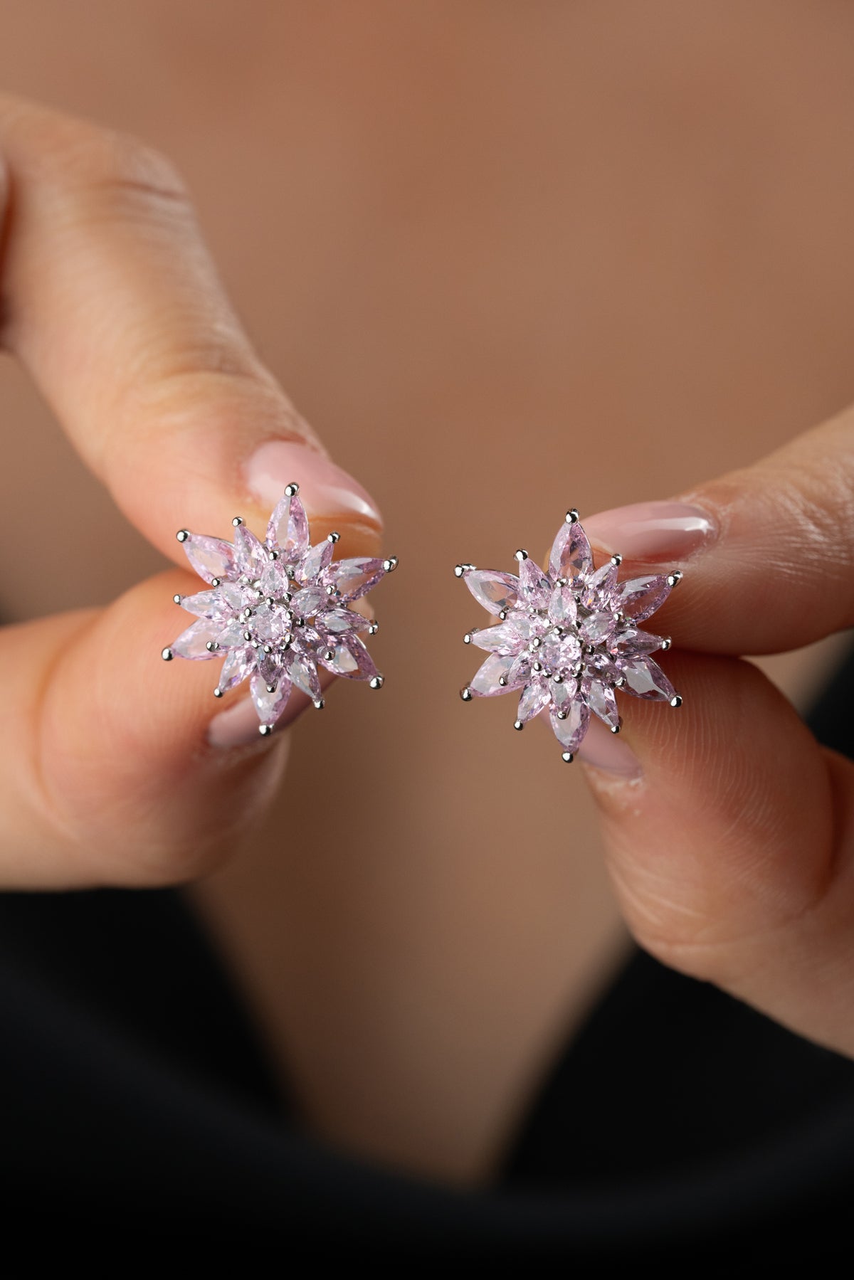 Pink Lotus Flower Stud Earrings