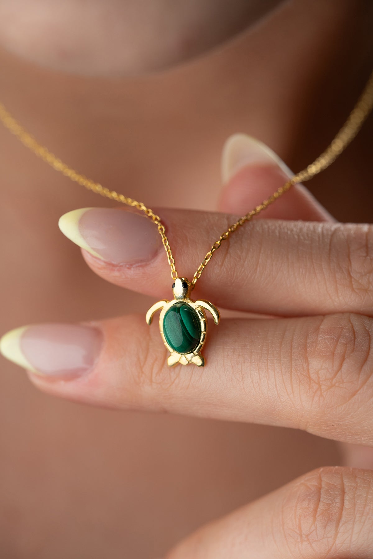 Malachite Sea Turtle Necklace