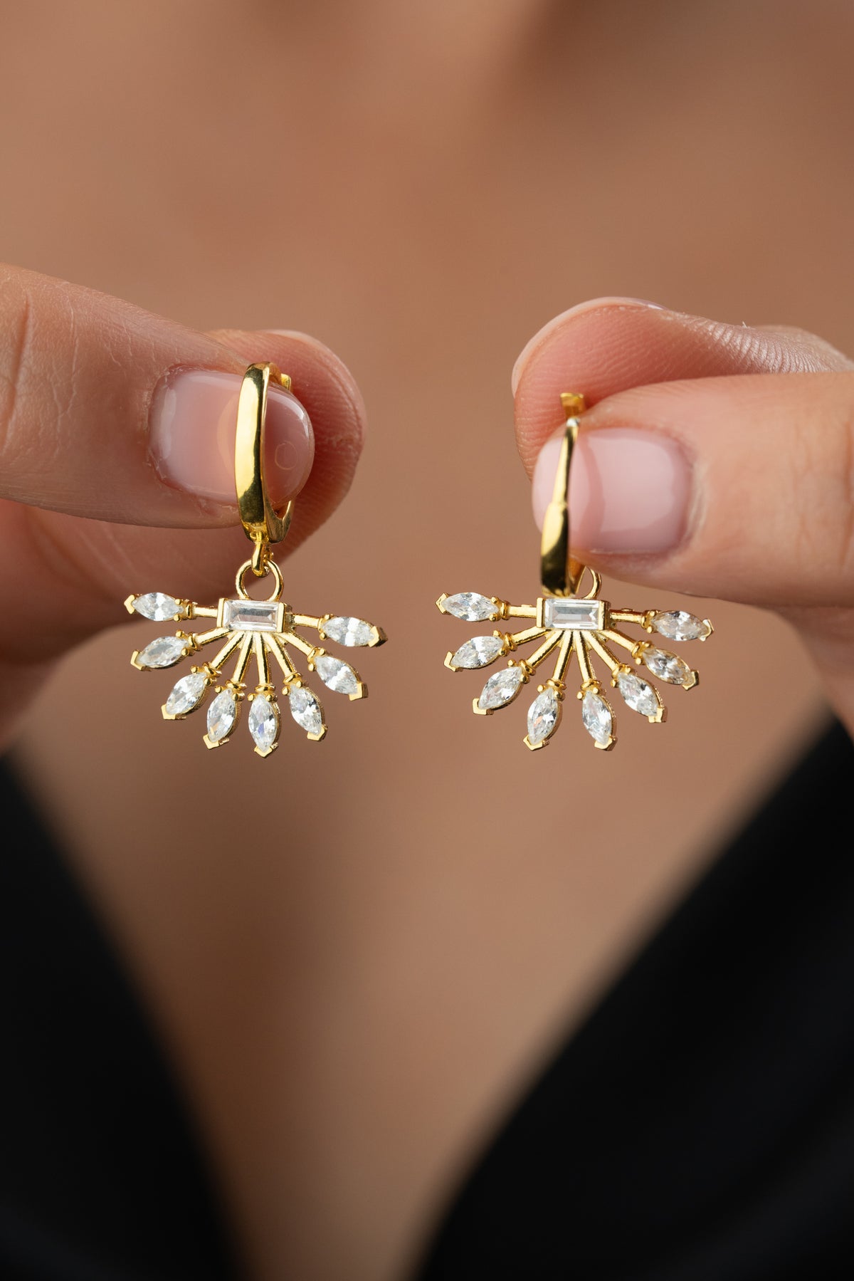 Marquise Crystal Sunburst Drop Earrings