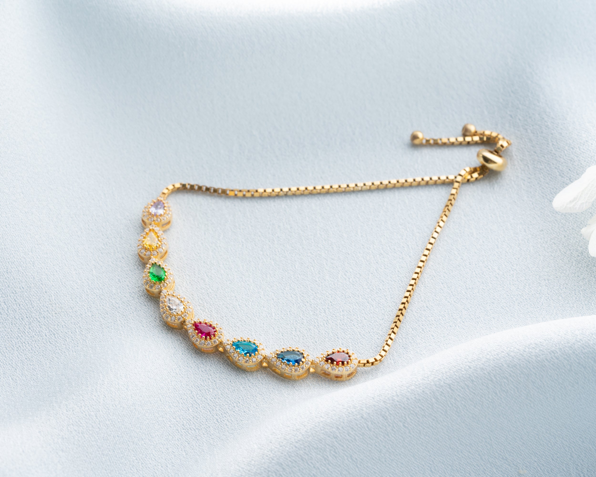 Custom Teardrop Birthstone Family Bracelet