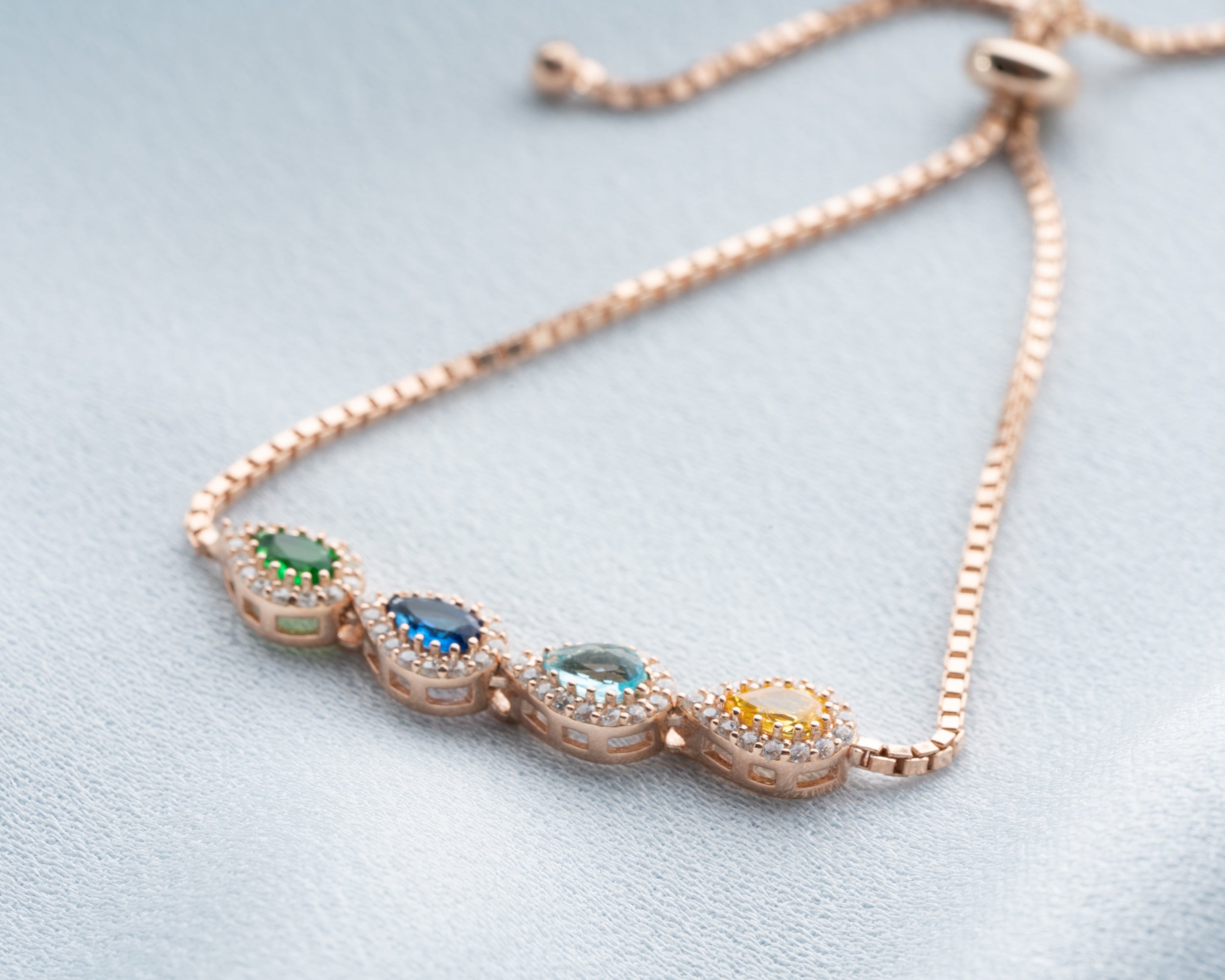 Custom Teardrop Birthstone Family Bracelet