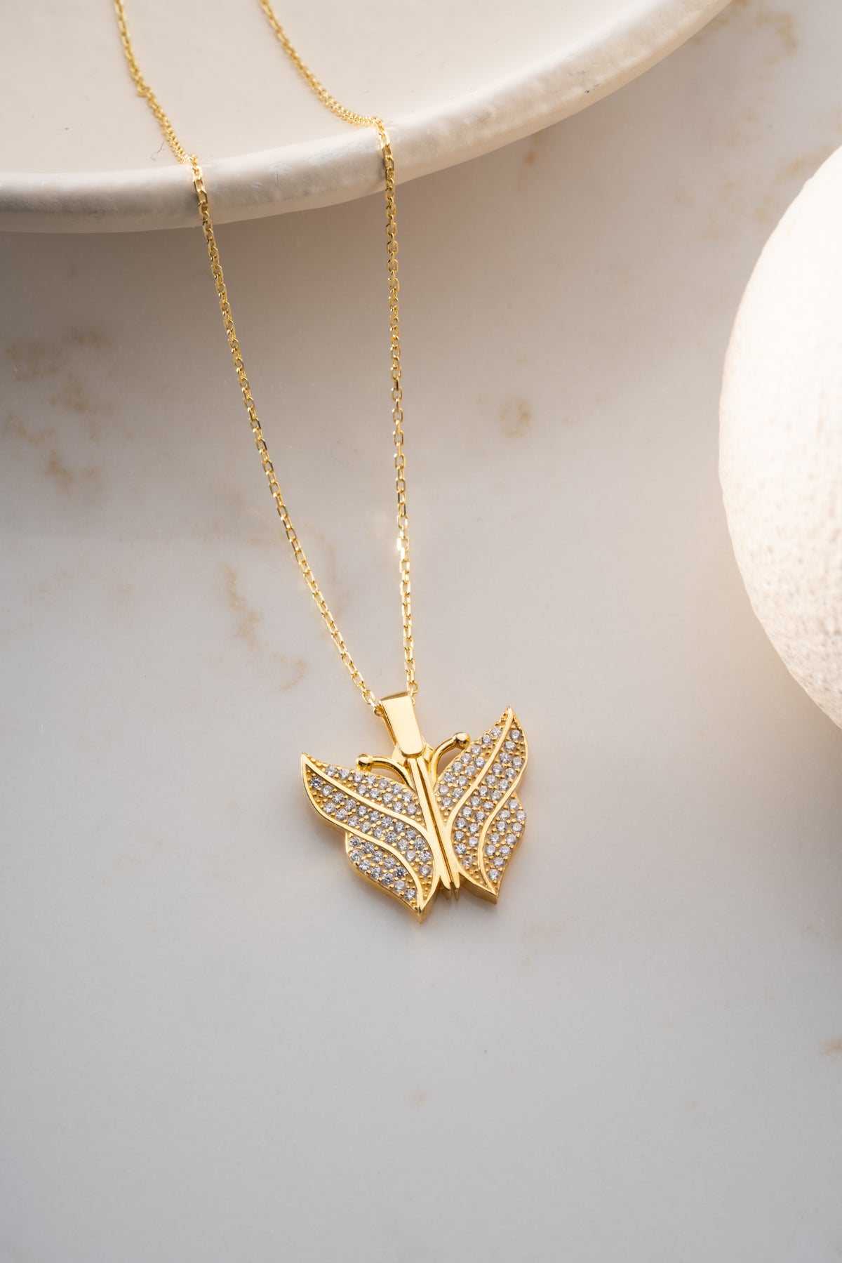 Pave Crystal Butterfly Necklace