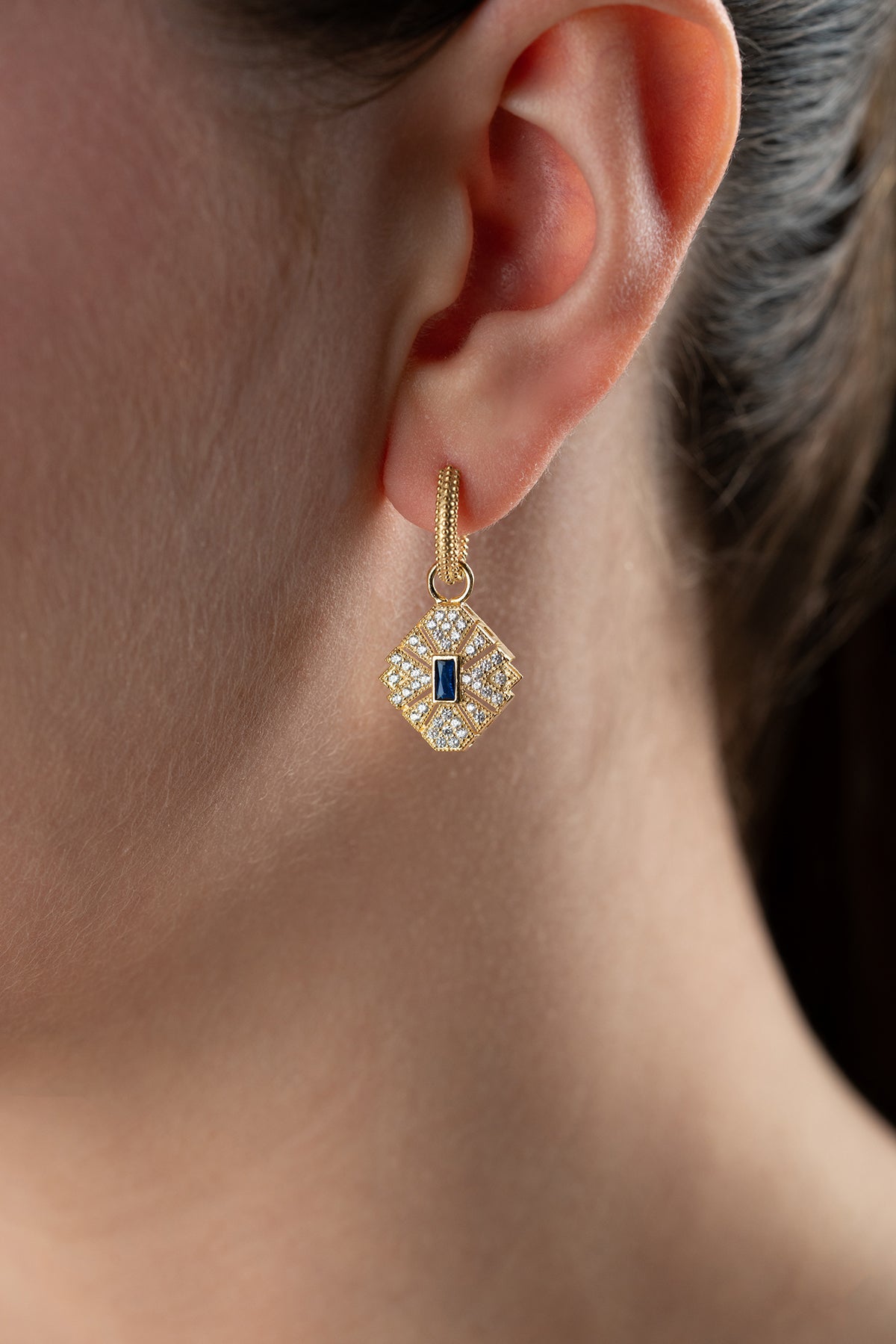 Blue Stone Starburst Drop Earrings