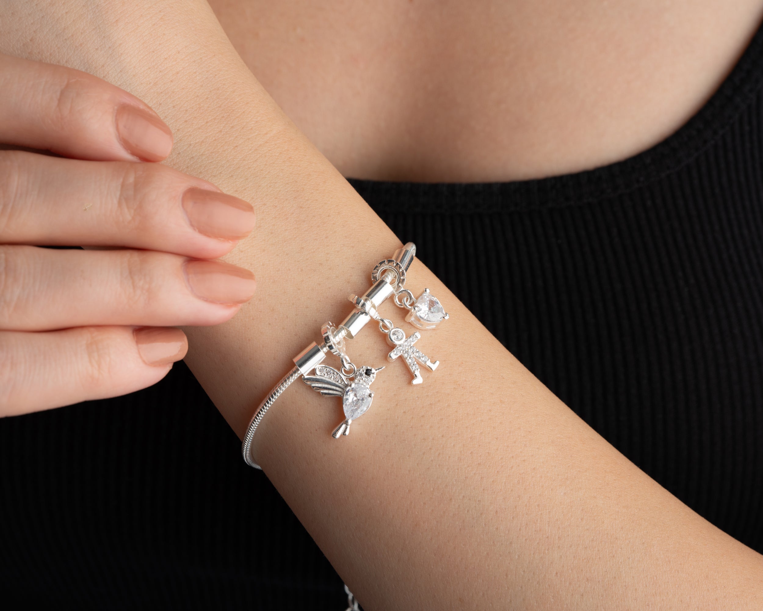 Custom Paw Print Birthstone Initial Bracelet