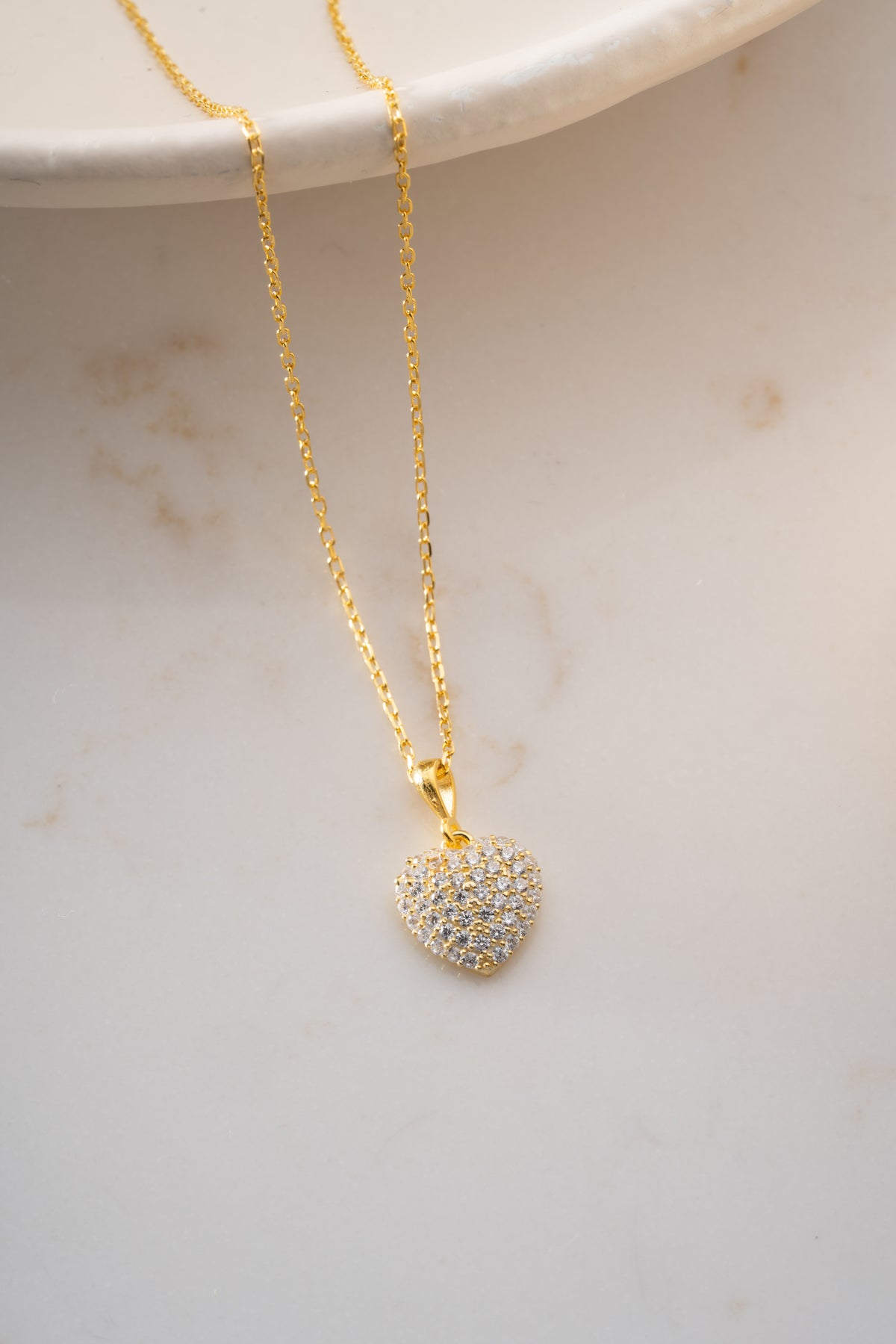 Pave Crystal Puffy Heart Necklace