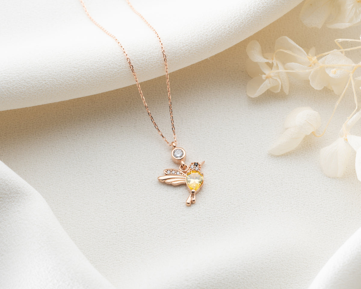 Hummingbird Birthstone Pendant Necklace