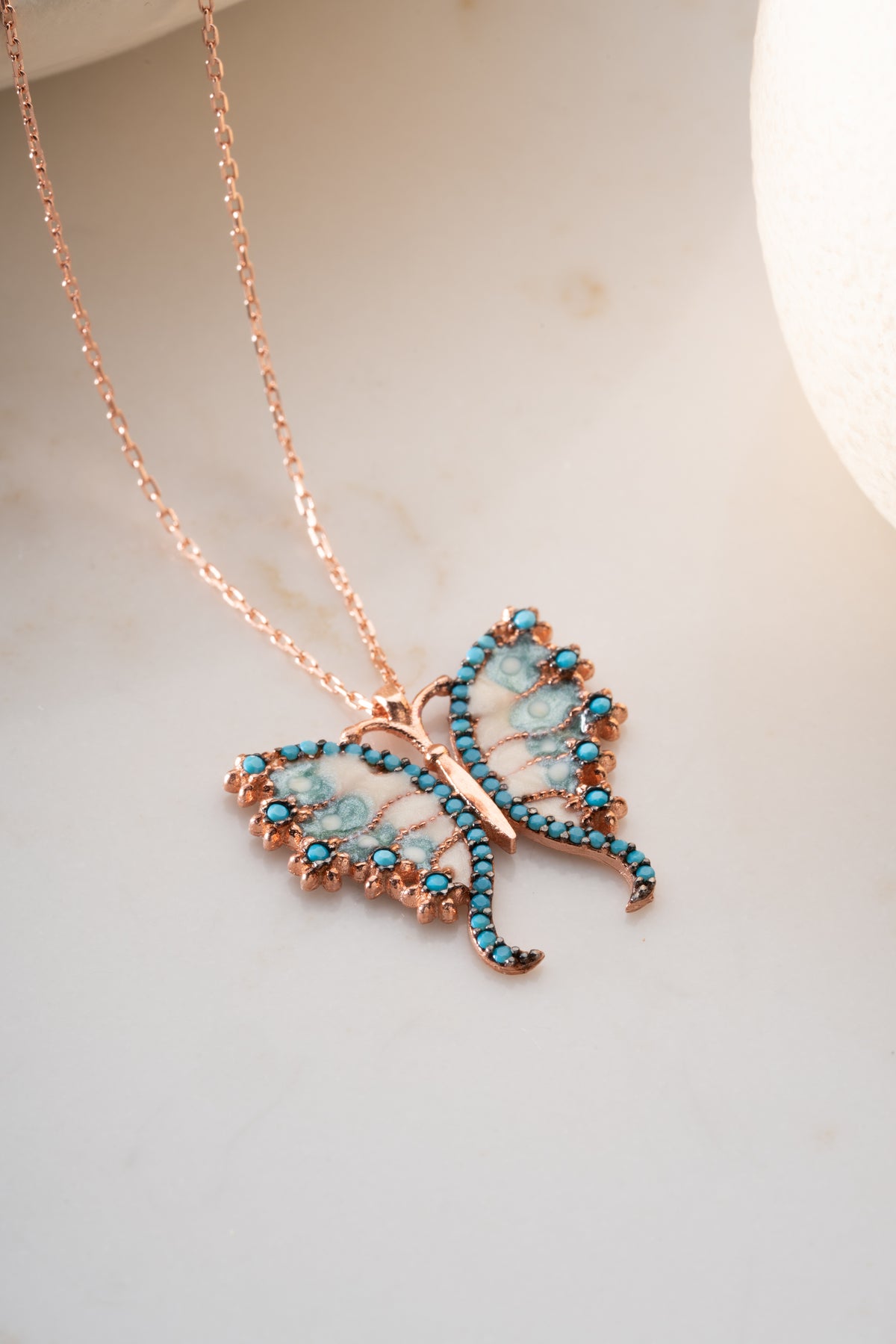 Turquoise Butterfly Pendant Necklace