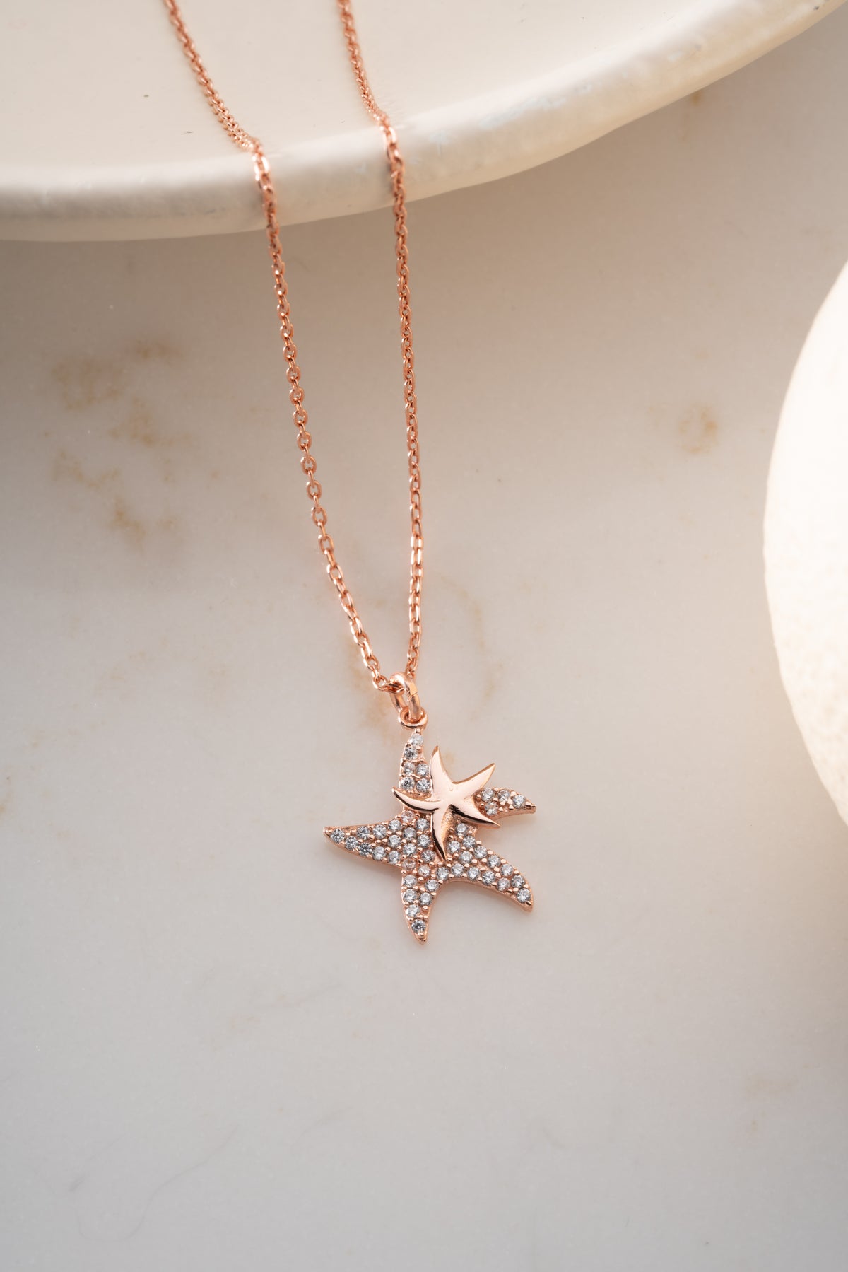 Pave Starfish Duo Pendant Necklace