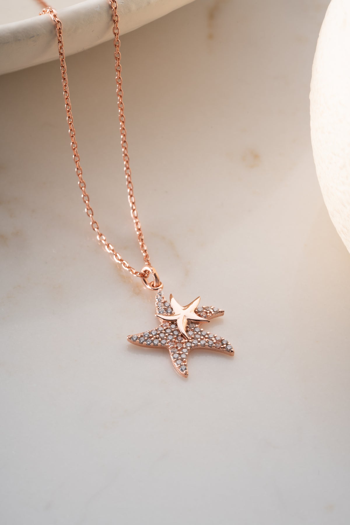 Pave Starfish Duo Pendant Necklace