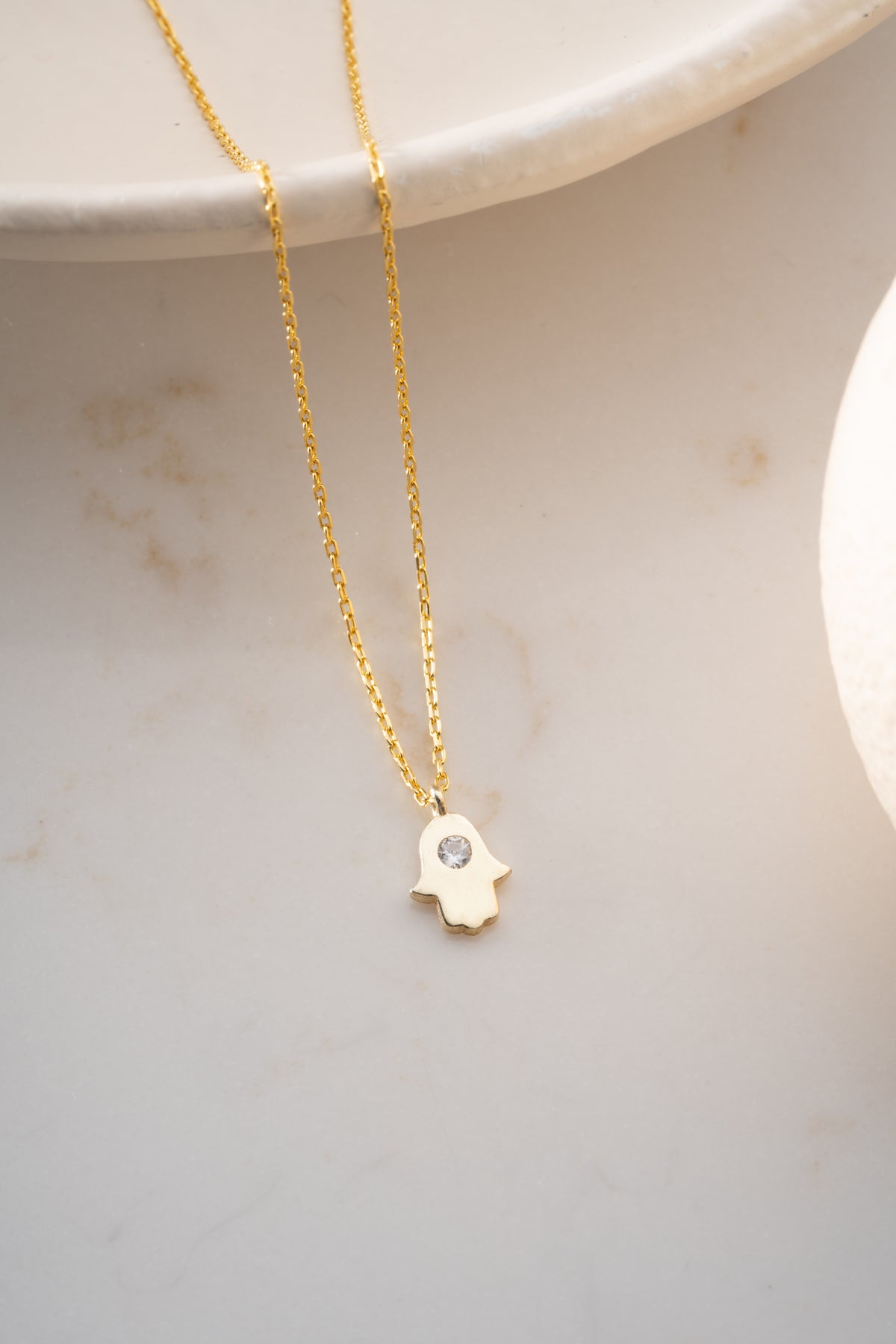 Petite Hamsa Hand Necklace in Gold