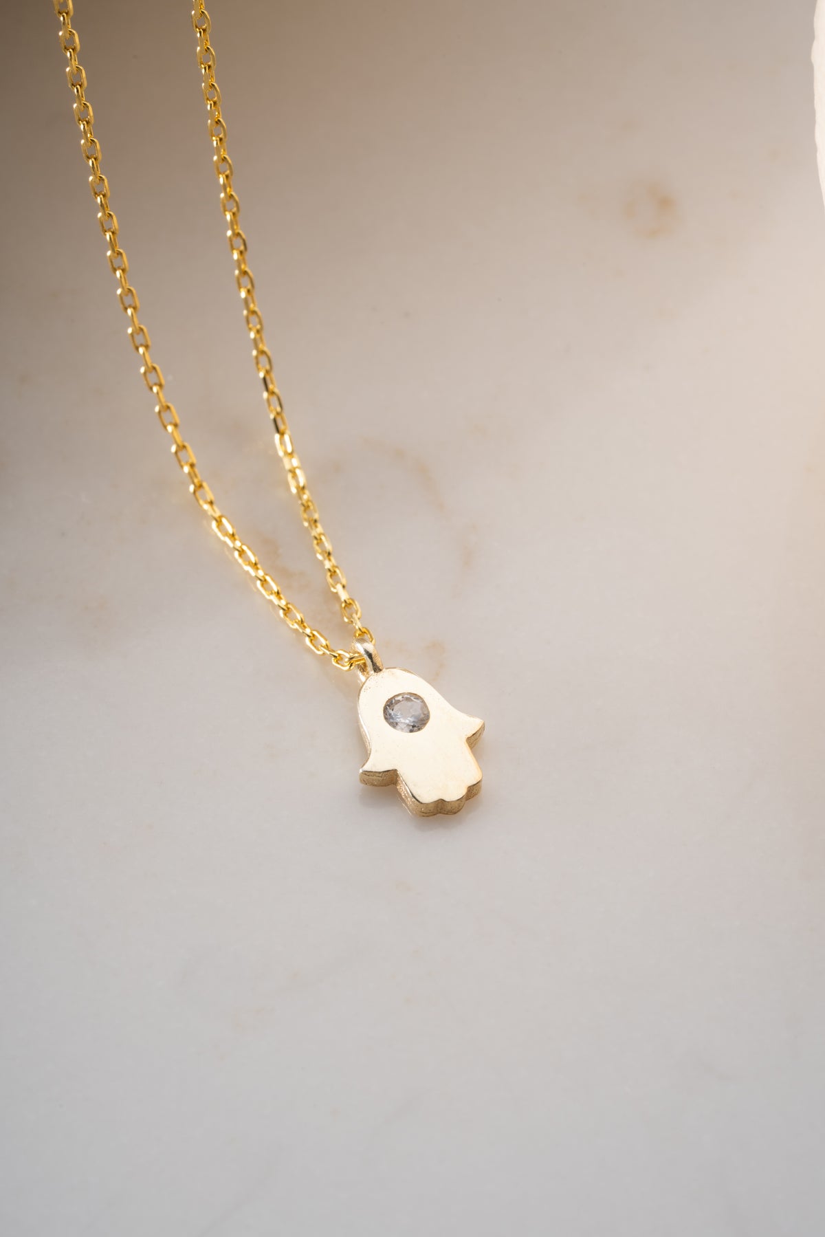 Petite Hamsa Hand Necklace in Gold