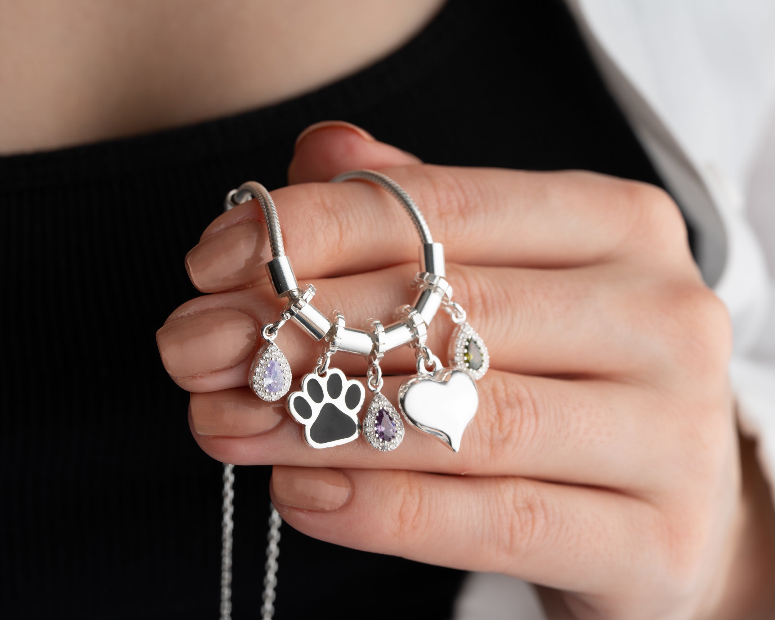 Custom Halo Birthstone Charm Necklace