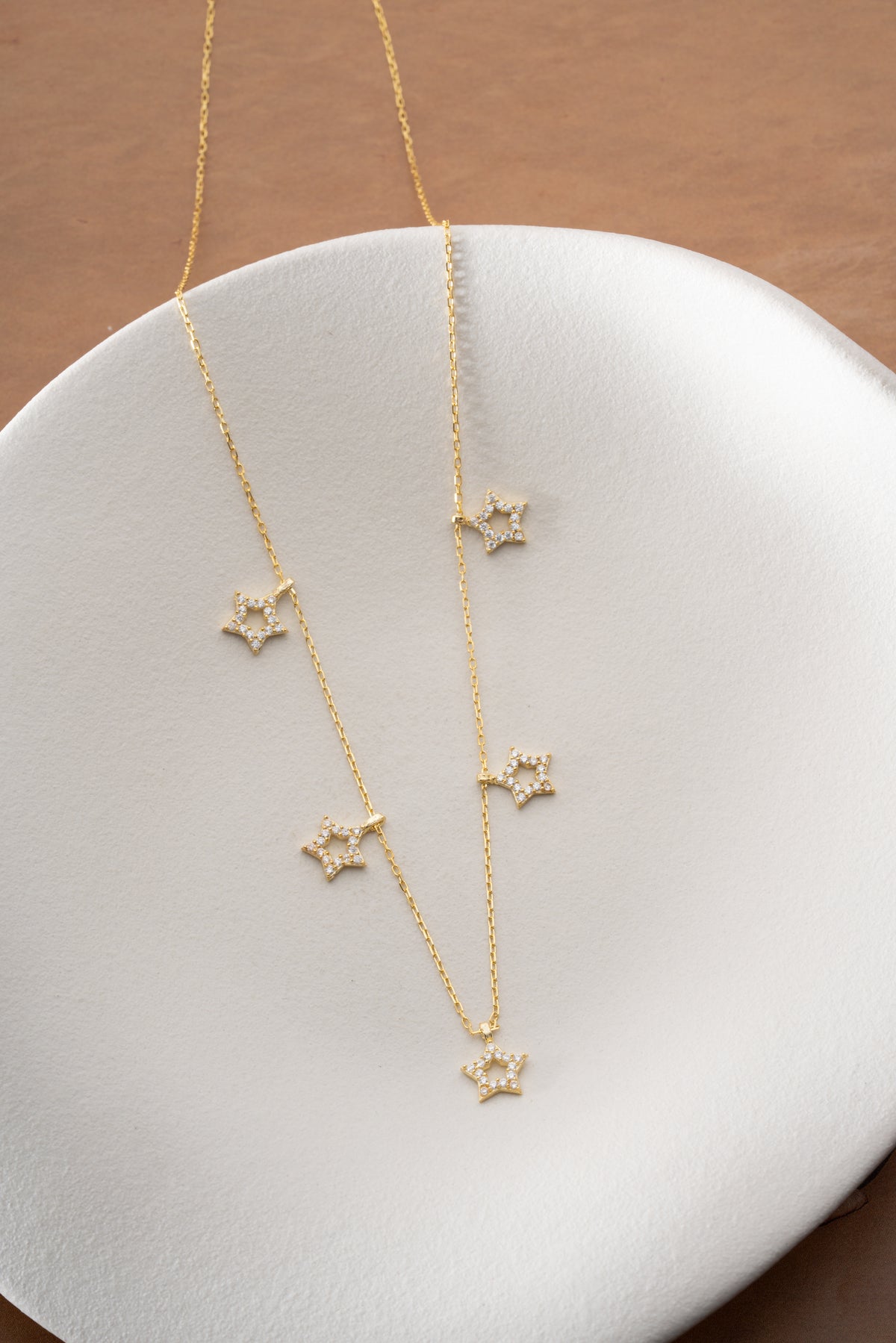 Pave Star Charm Necklace in Gold