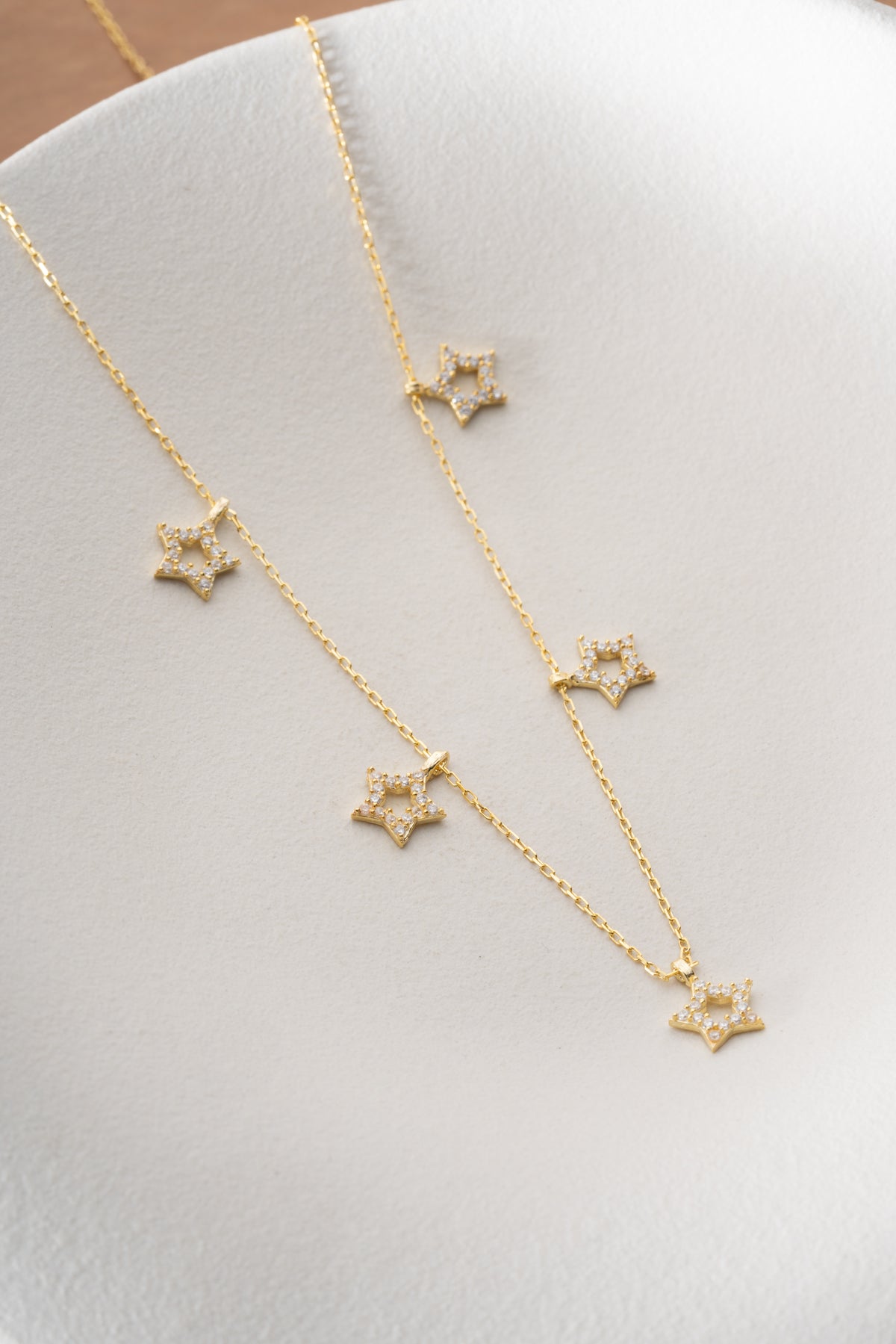 Pave Star Charm Necklace in Gold