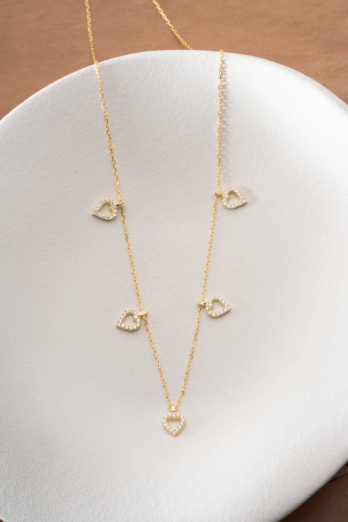 Pave Open Heart Charm Necklace