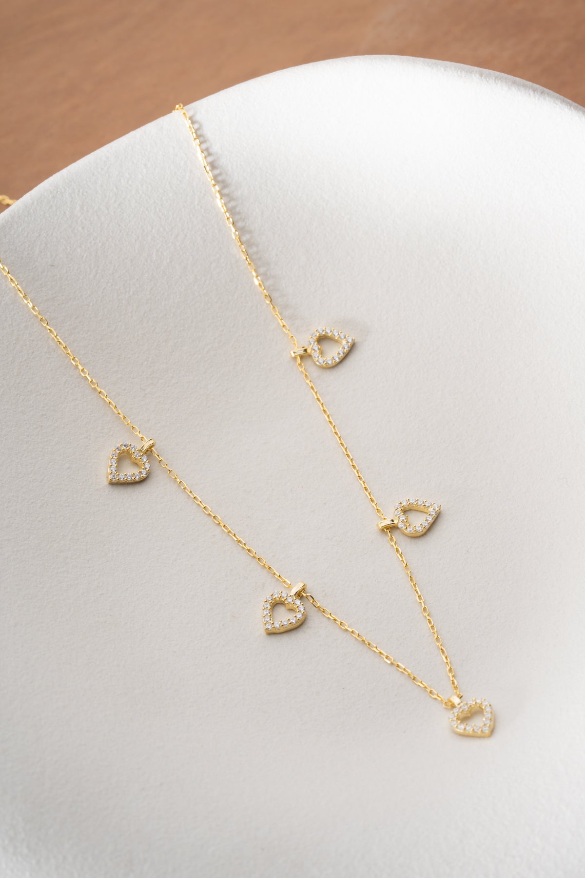 Pave Open Heart Charm Necklace