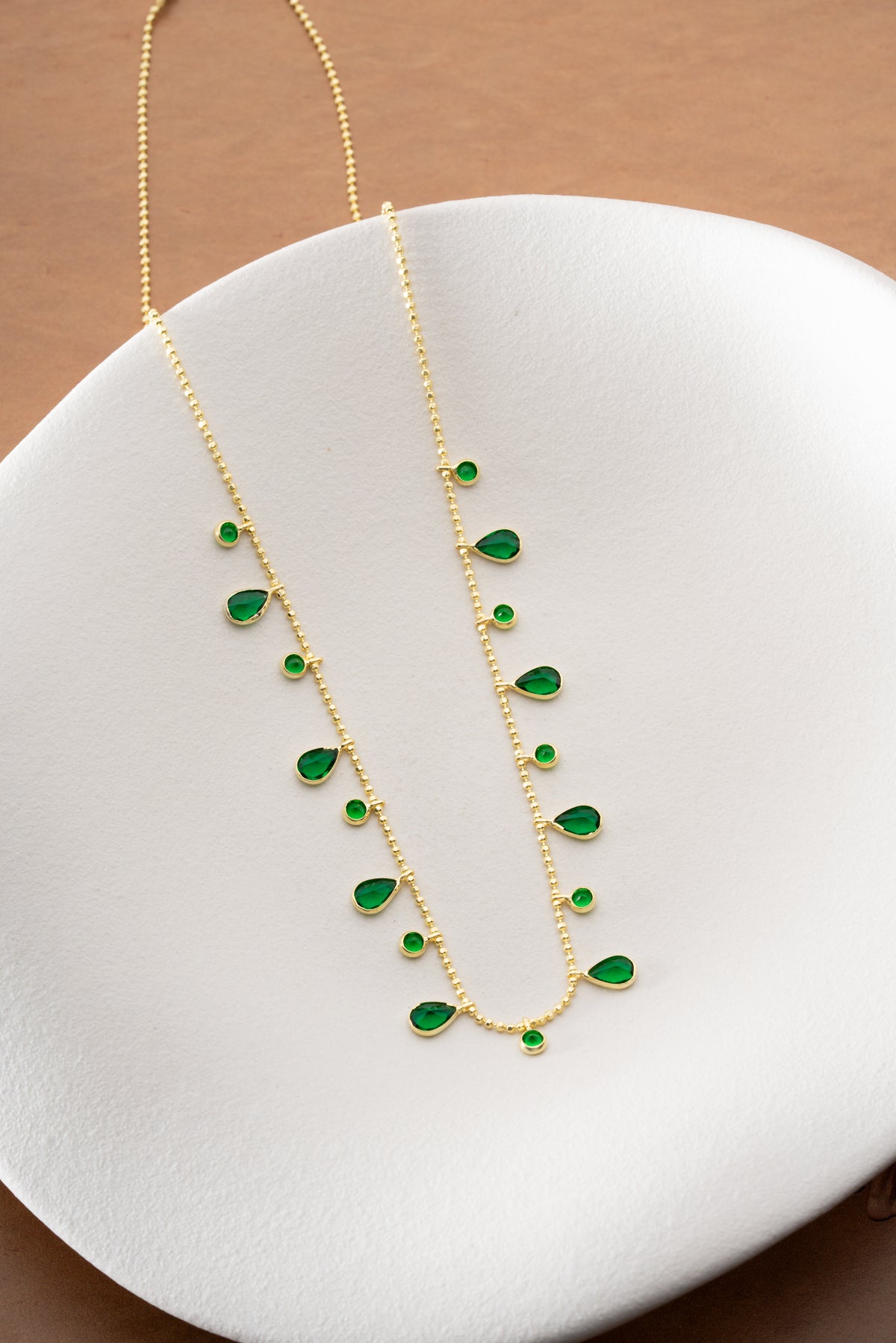 Emerald Teardrop Fringe Necklace