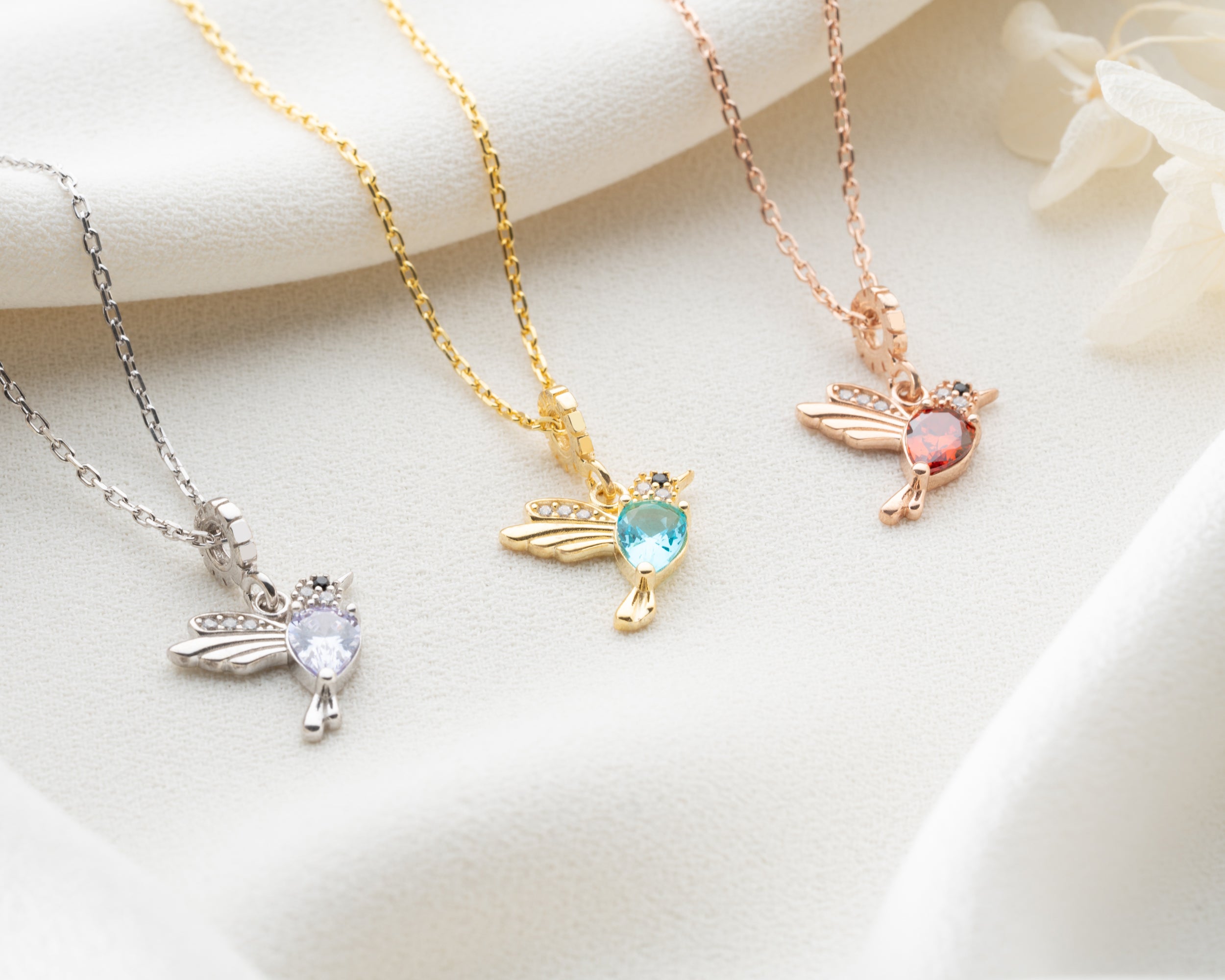 Custom Birthstone Hummingbird Necklace