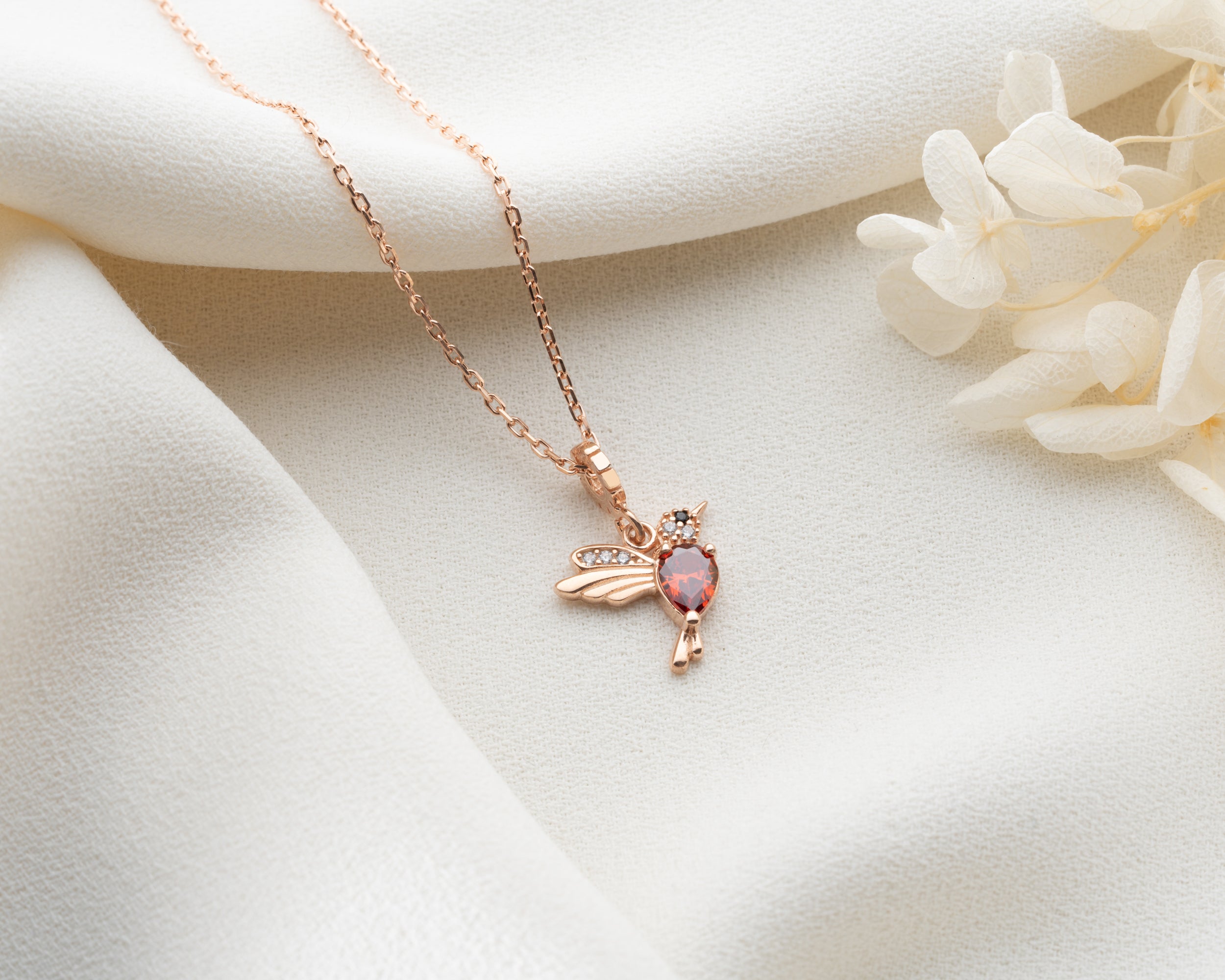 Custom Birthstone Hummingbird Necklace