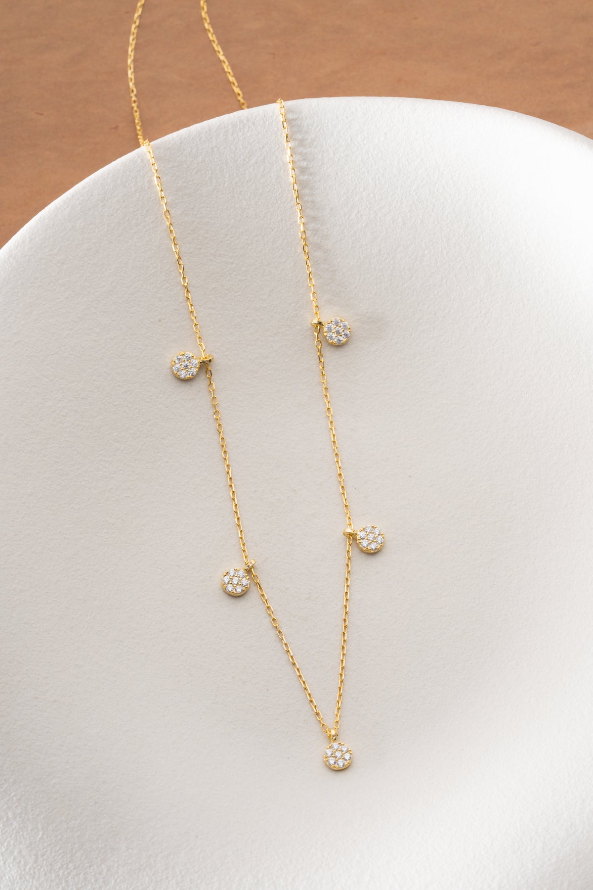 Pave Disc Station Necklace