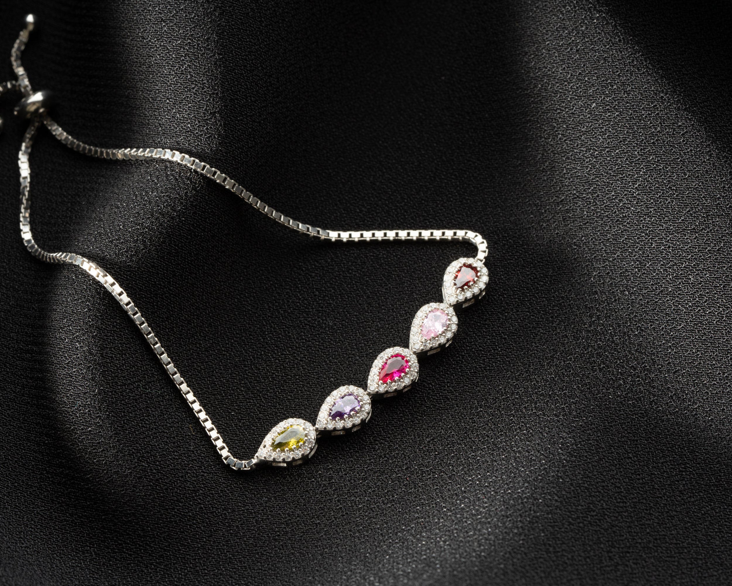 Custom Teardrop Birthstone Family Bracelet