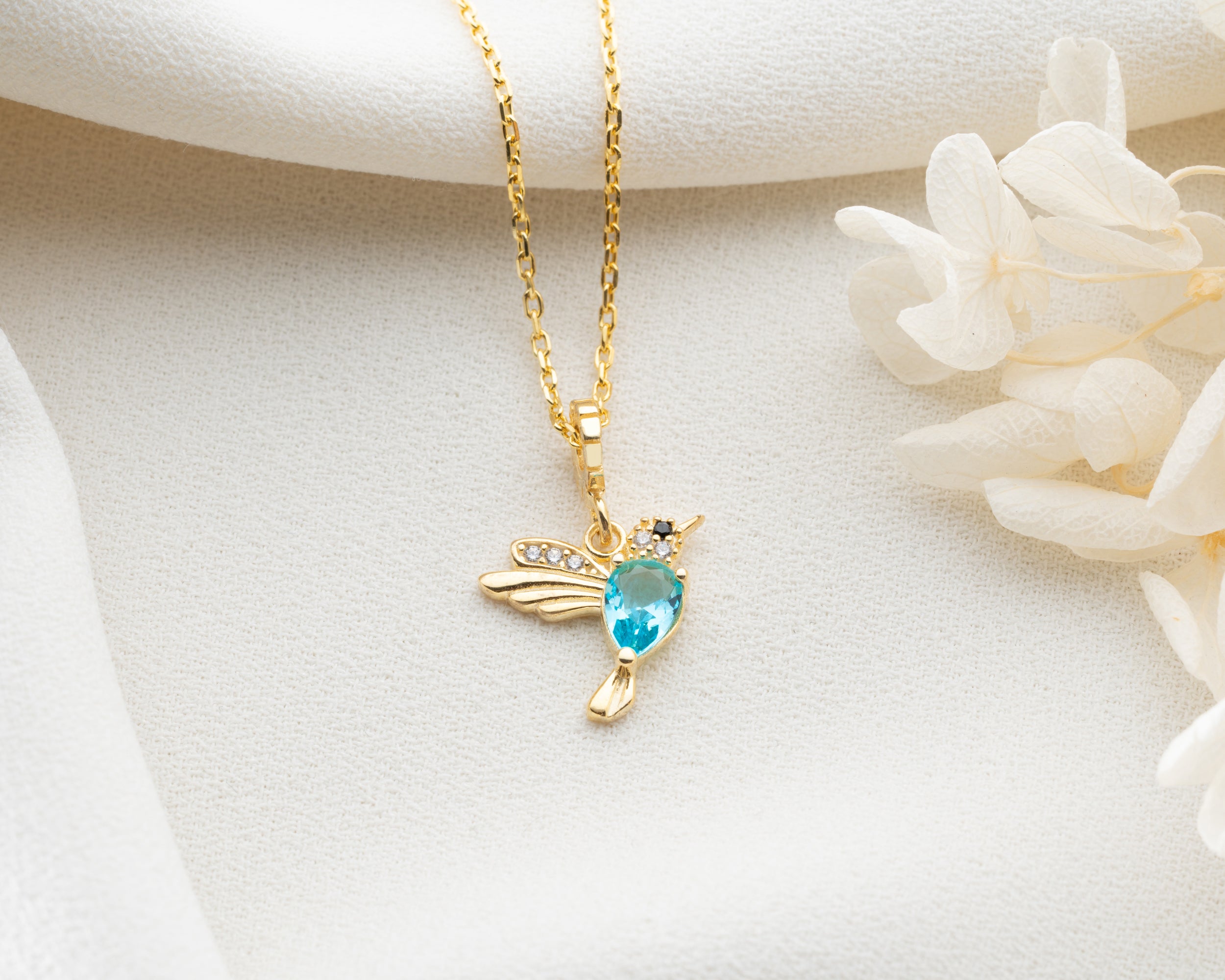 Custom Birthstone Hummingbird Necklace