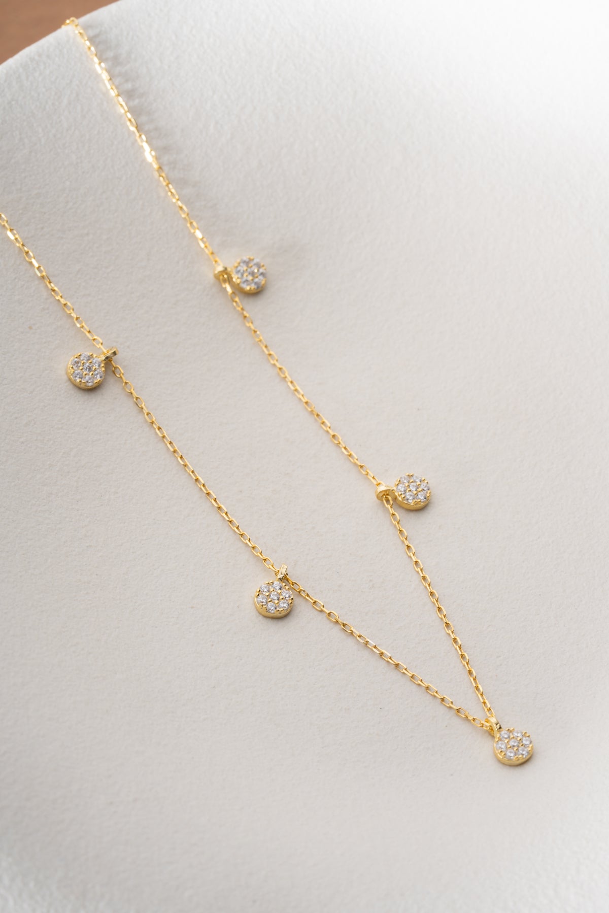 Pave Disc Station Necklace
