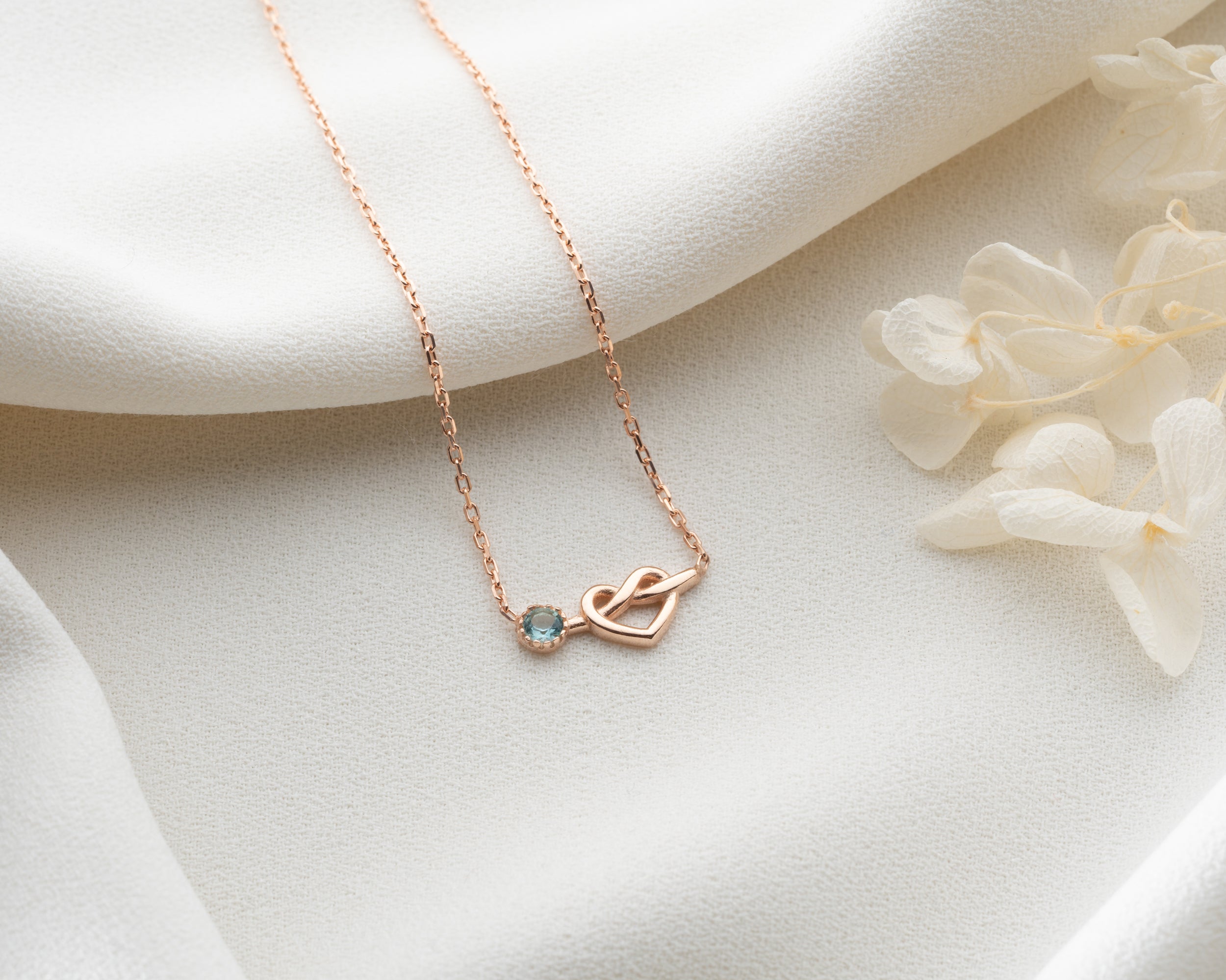 Custom Heart Knot Birthstone Necklace