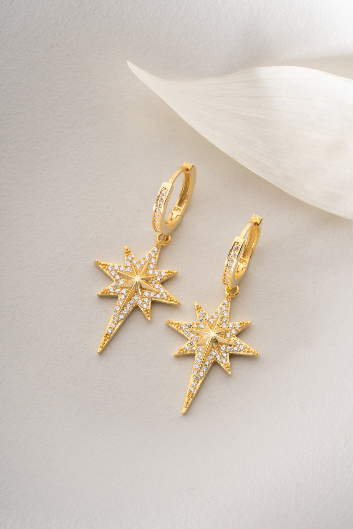 North Star Pave Drop Earrings