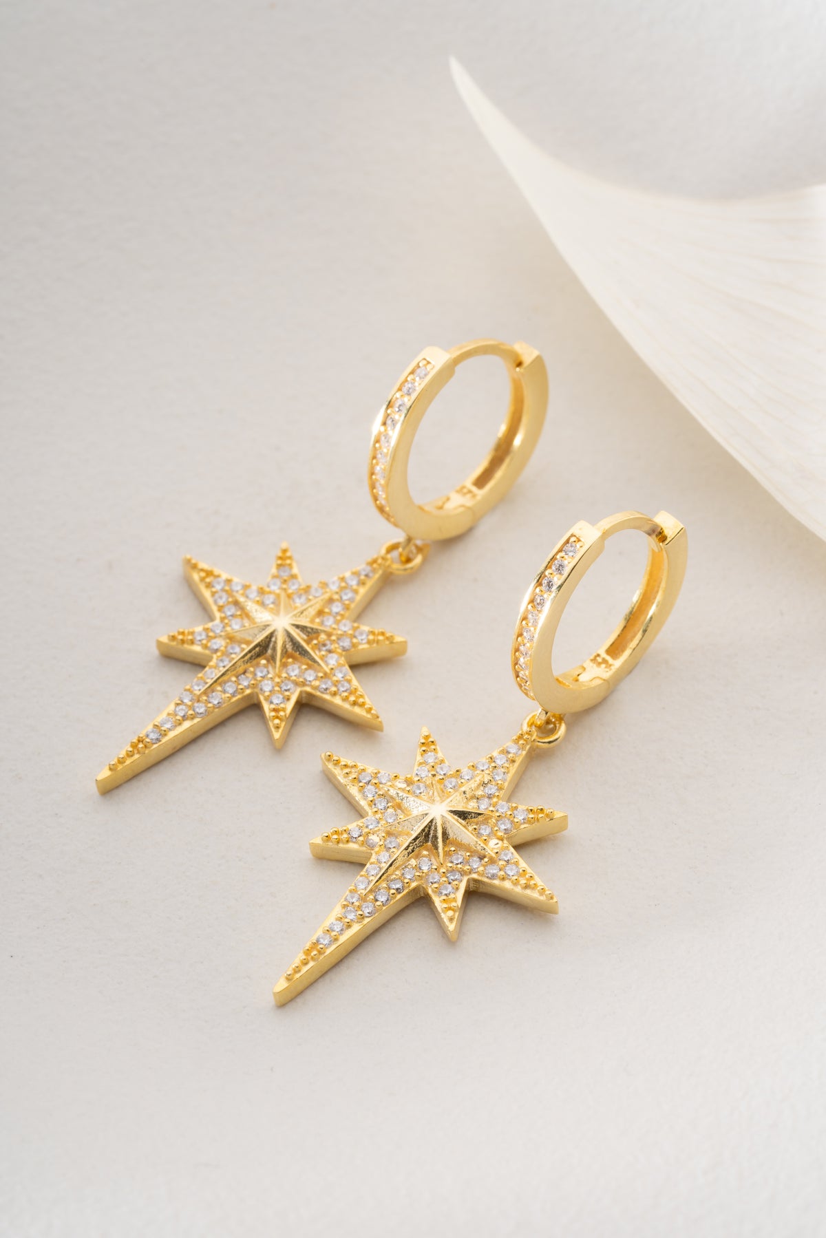 North Star Pave Drop Earrings