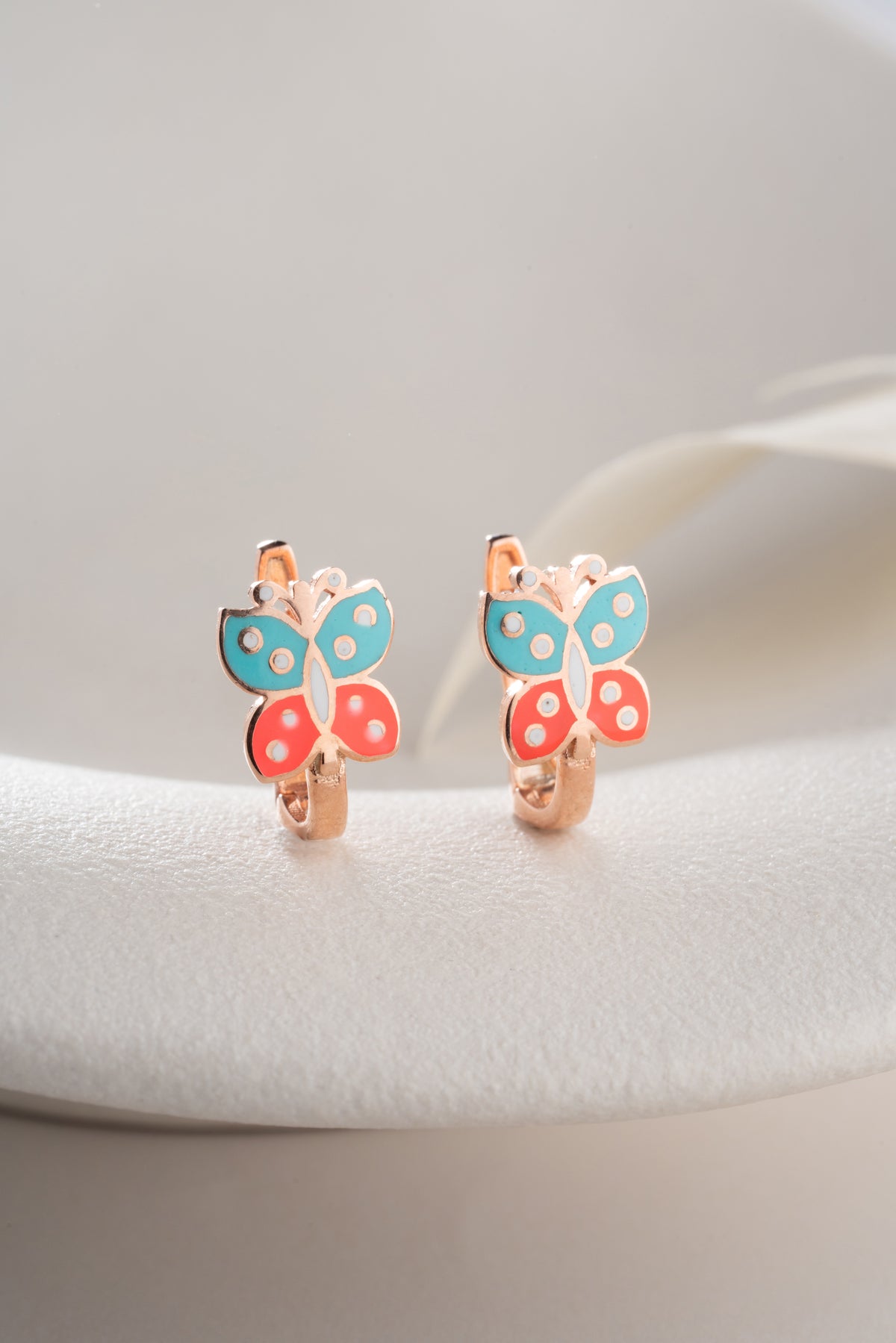 Enamel Butterfly Hoop Earrings