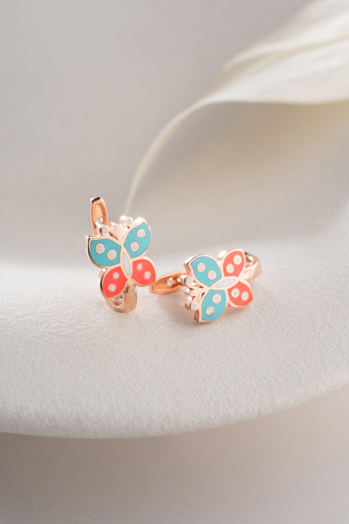 Enamel Butterfly Hoop Earrings