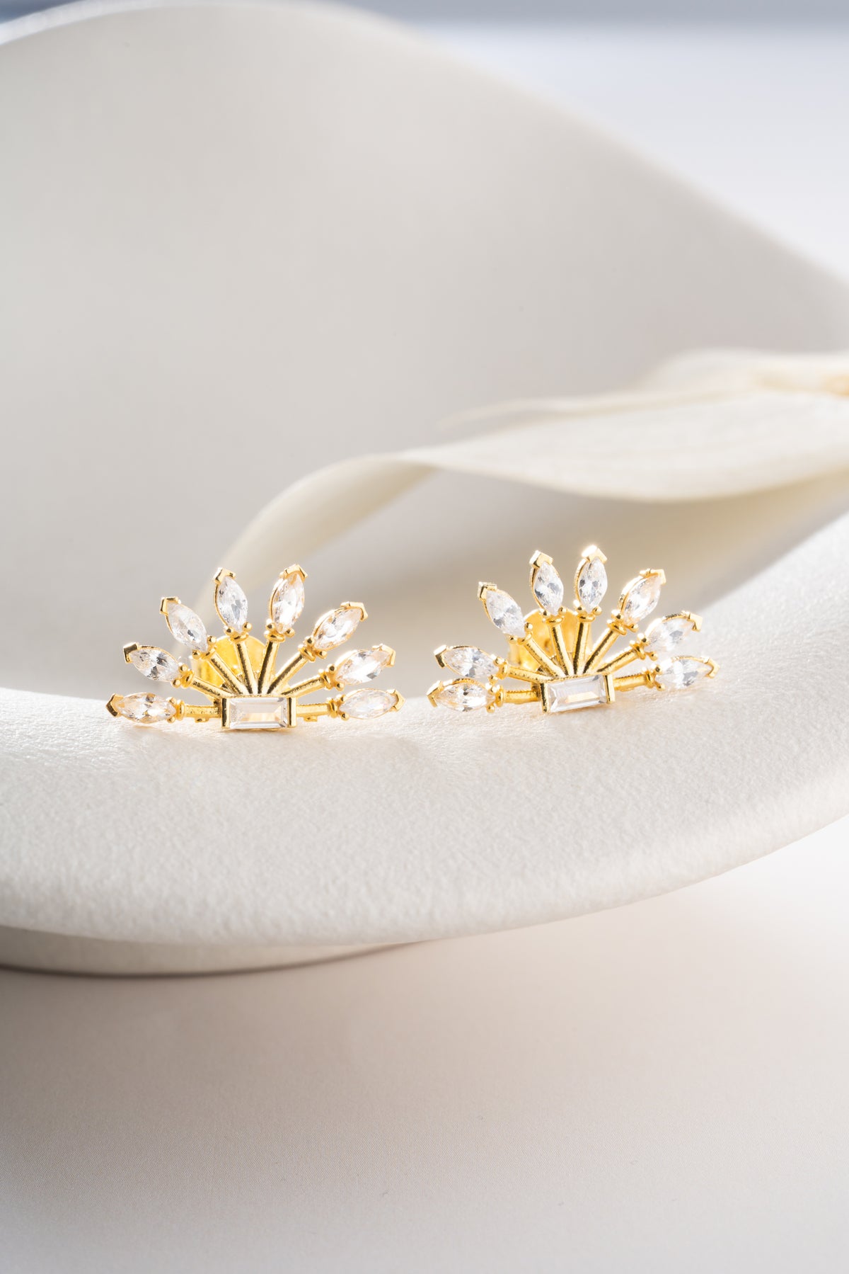 Crystal Fan Stud Earrings