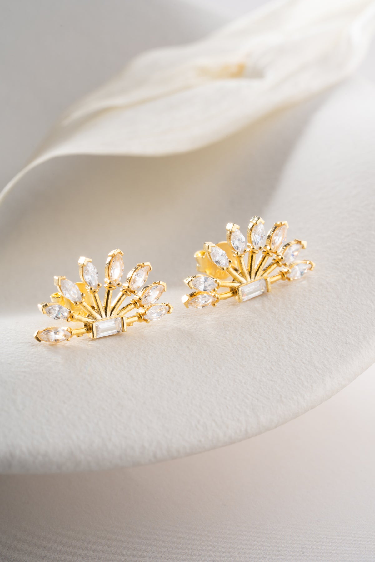 Crystal Fan Stud Earrings