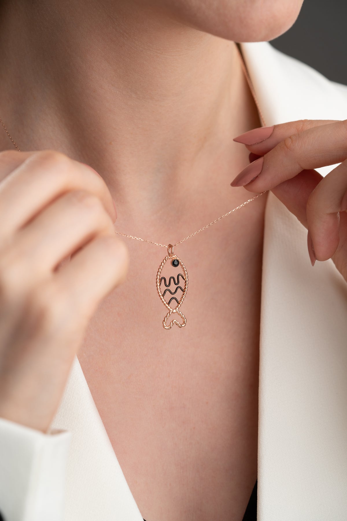 Rose Gold Fish Pendant Necklace
