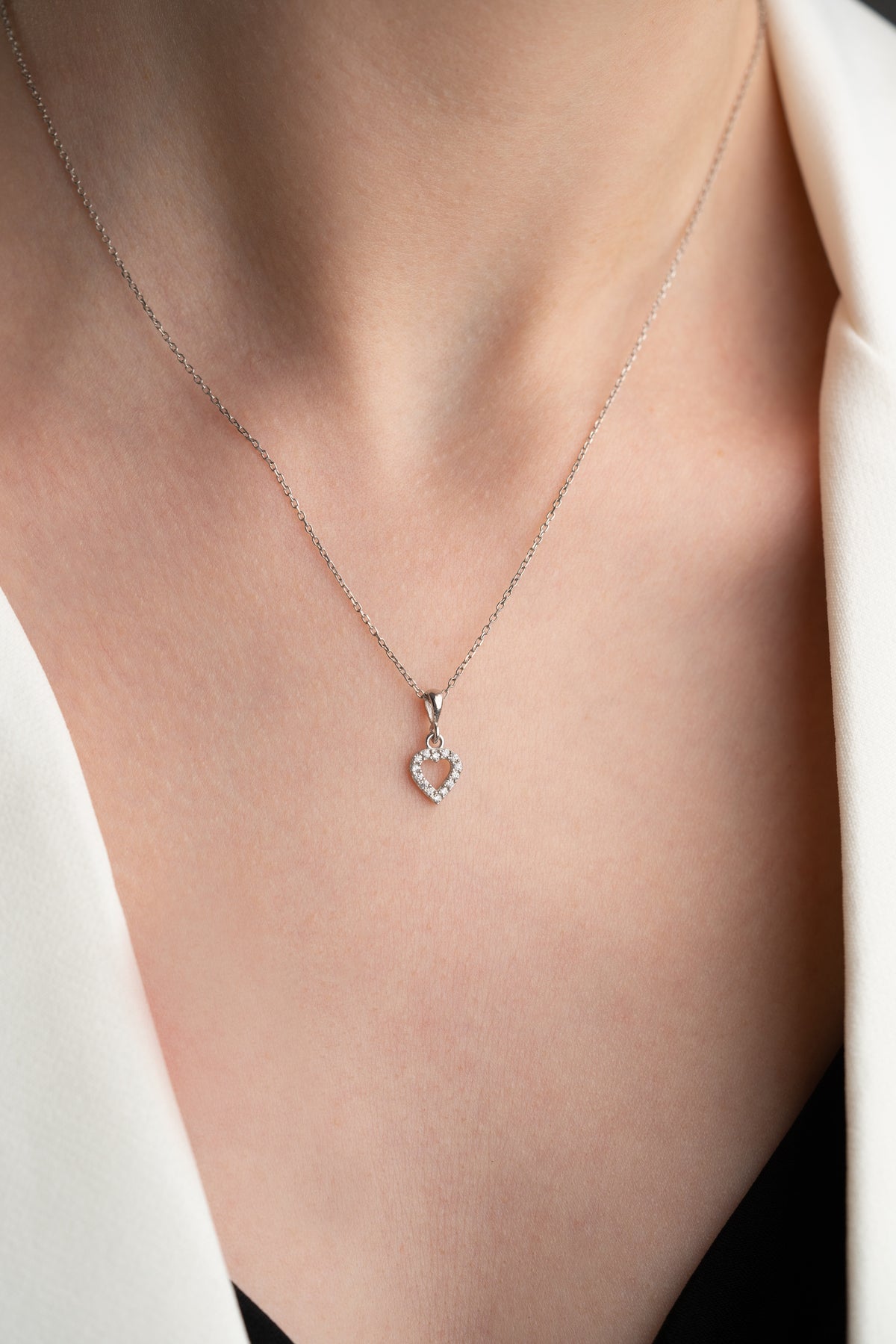 Petite Open Heart Pendant Necklace