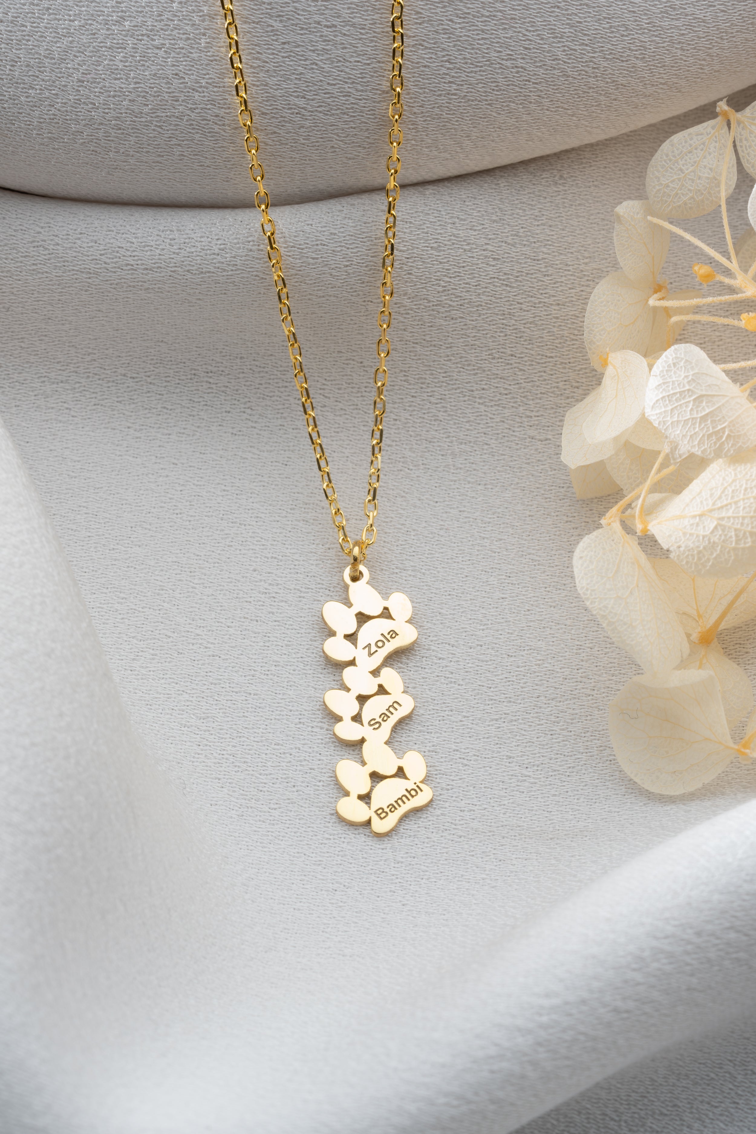 Custom Multi Pet Paw Necklace