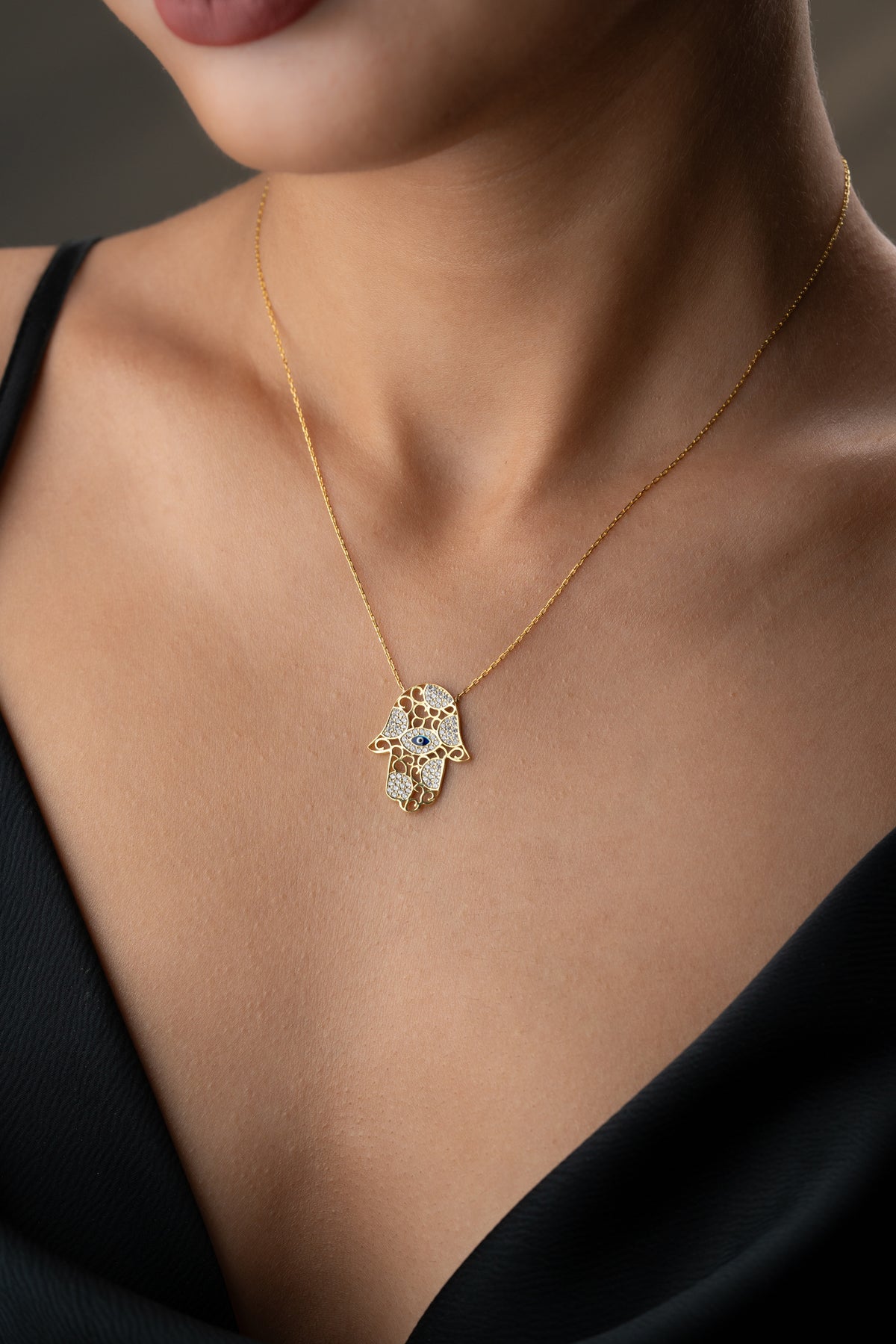 Hamsa Evil Eye Filigree Necklace