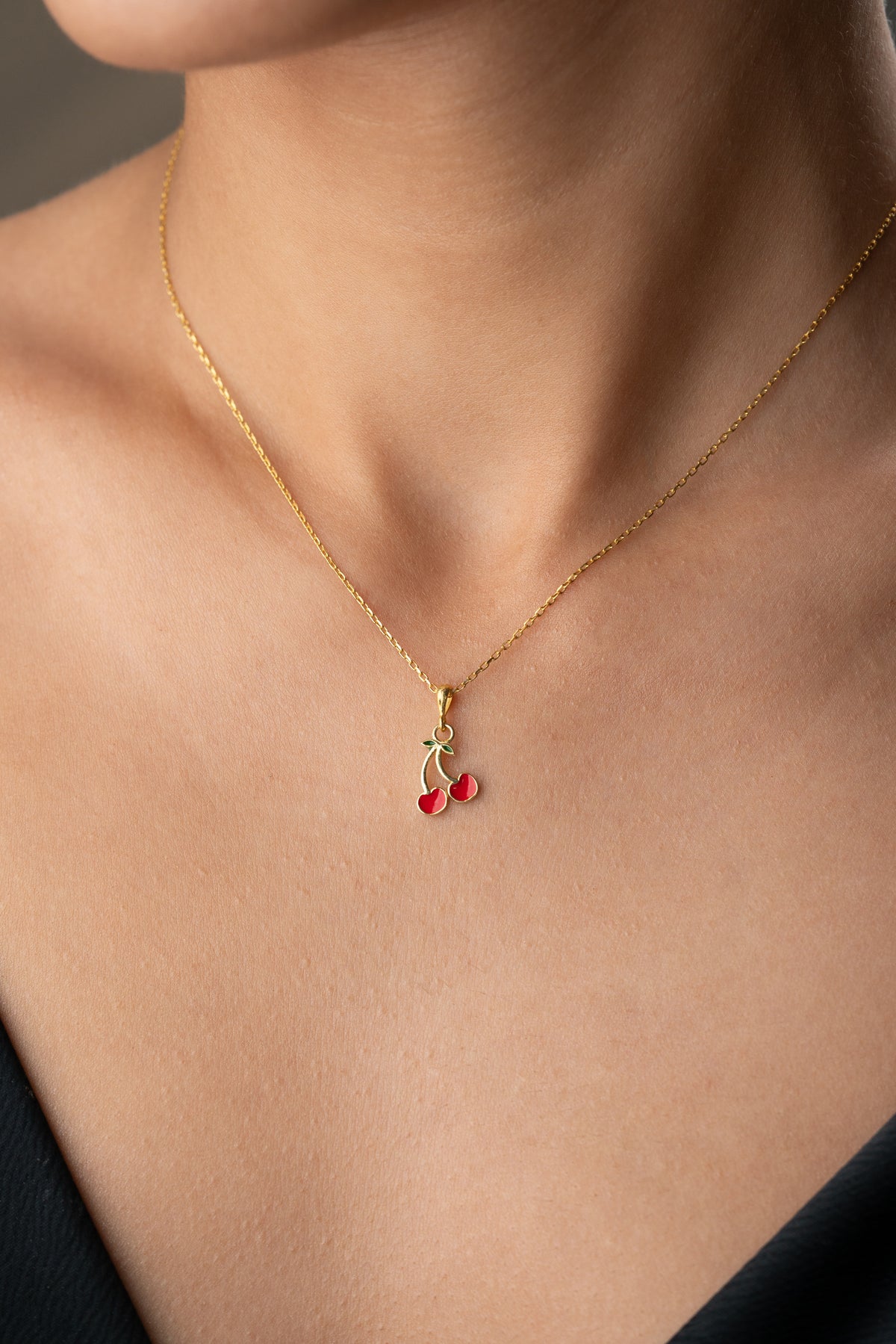 Red Cherry Charm Pendant Necklace