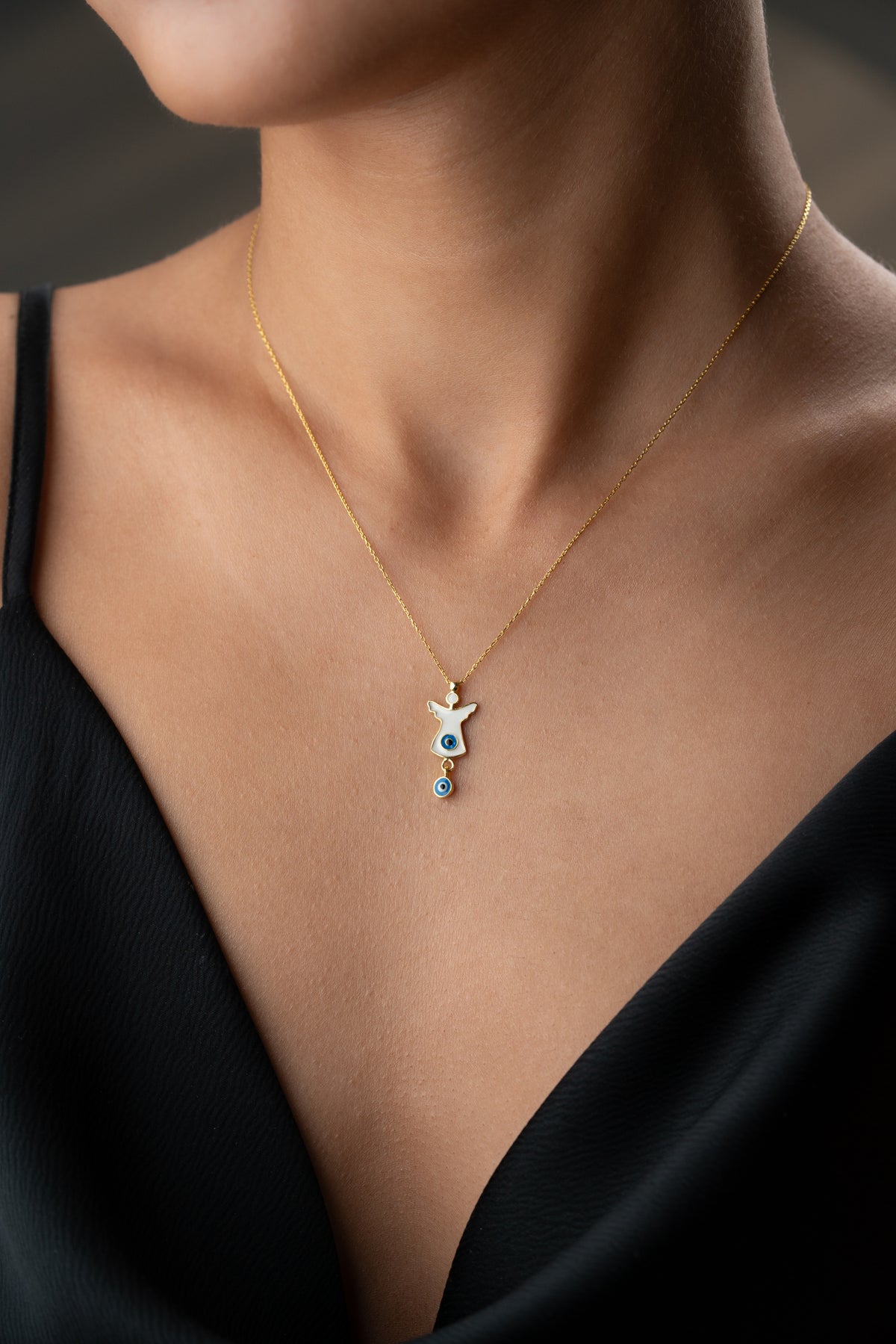Guardian Angel Evil Eye Necklace