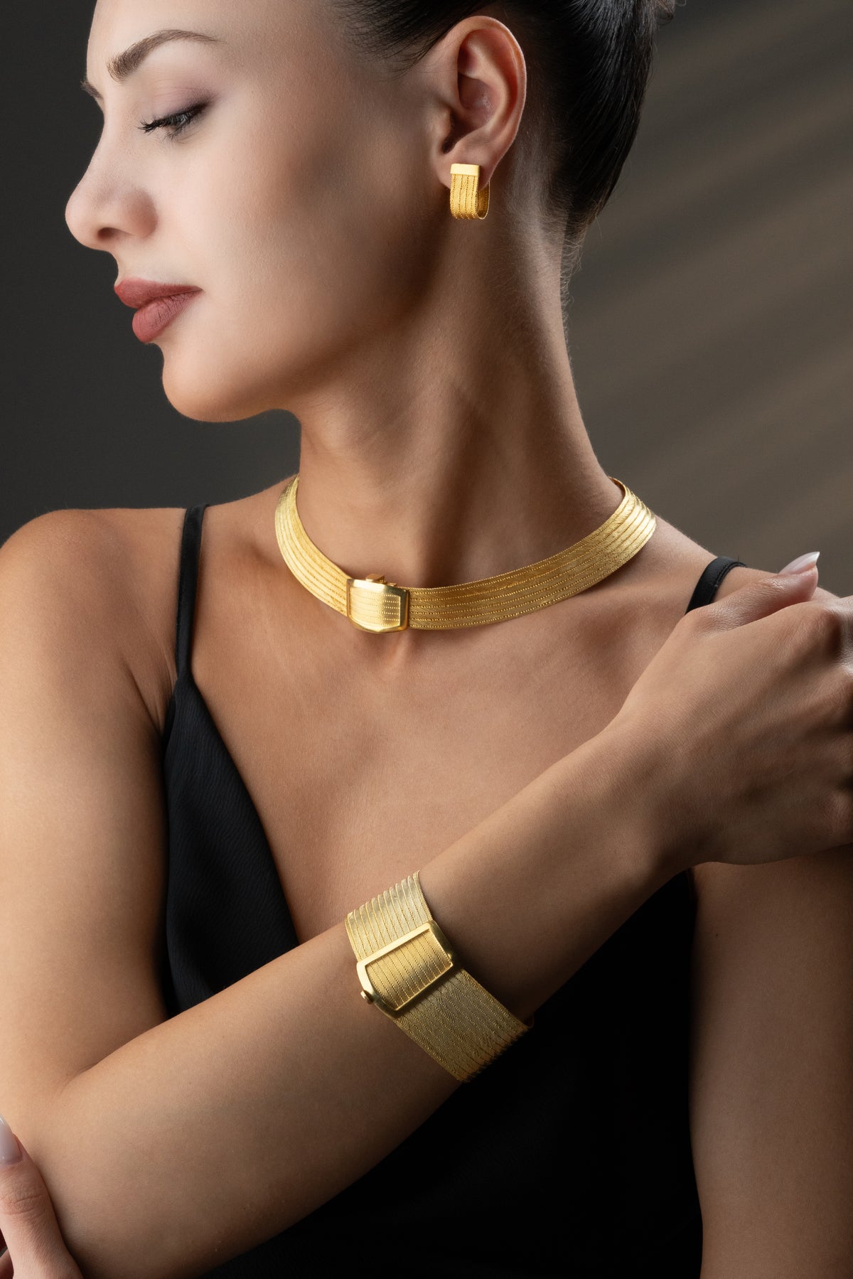 Woven Mesh Buckle Jewelry Set
