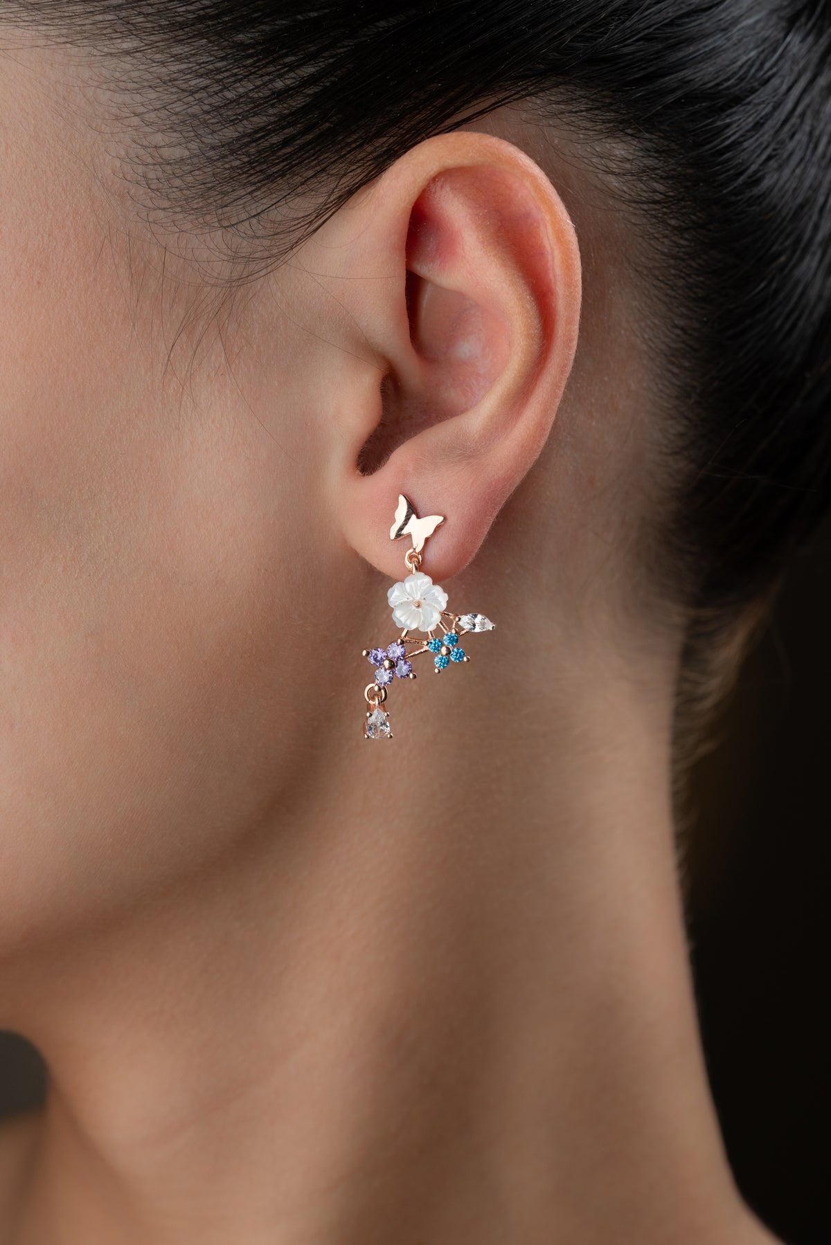 Mother of Pearl Flower Cluster Earrings