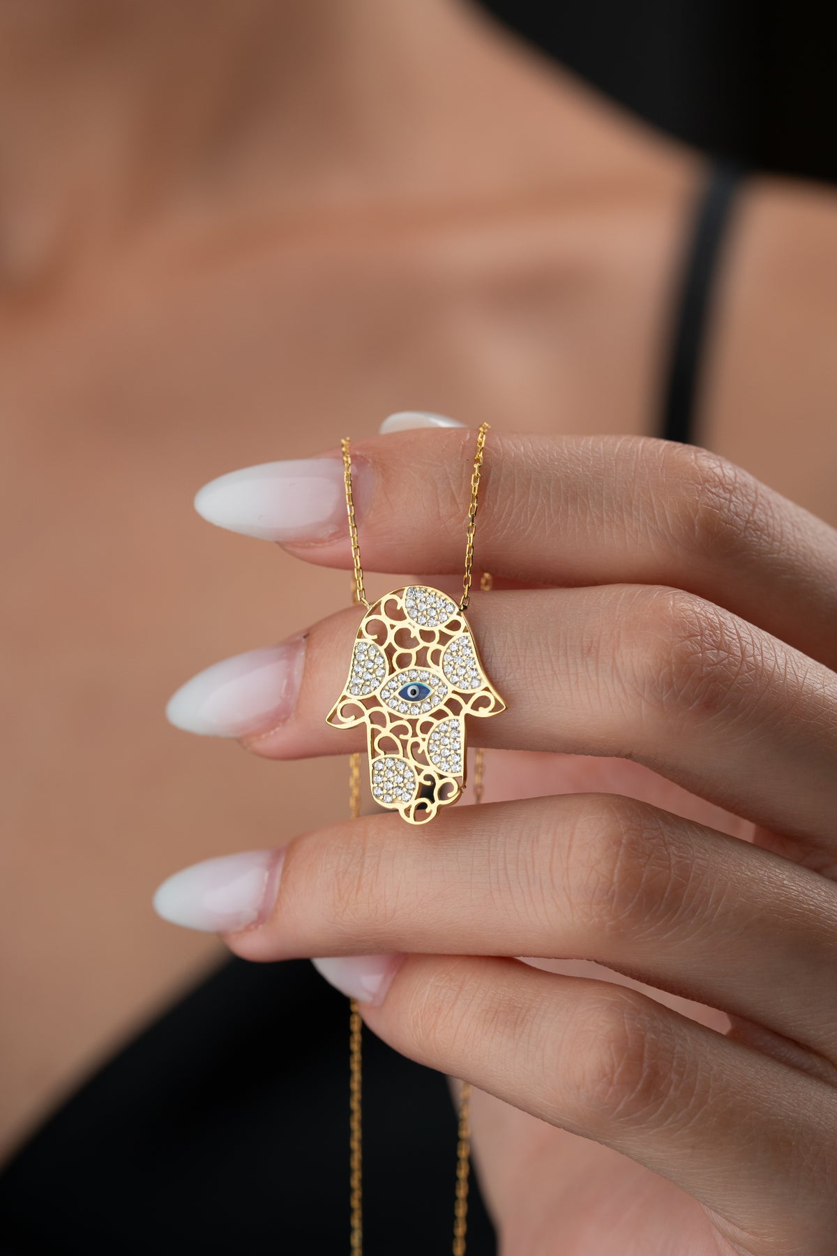 Hamsa Evil Eye Filigree Necklace