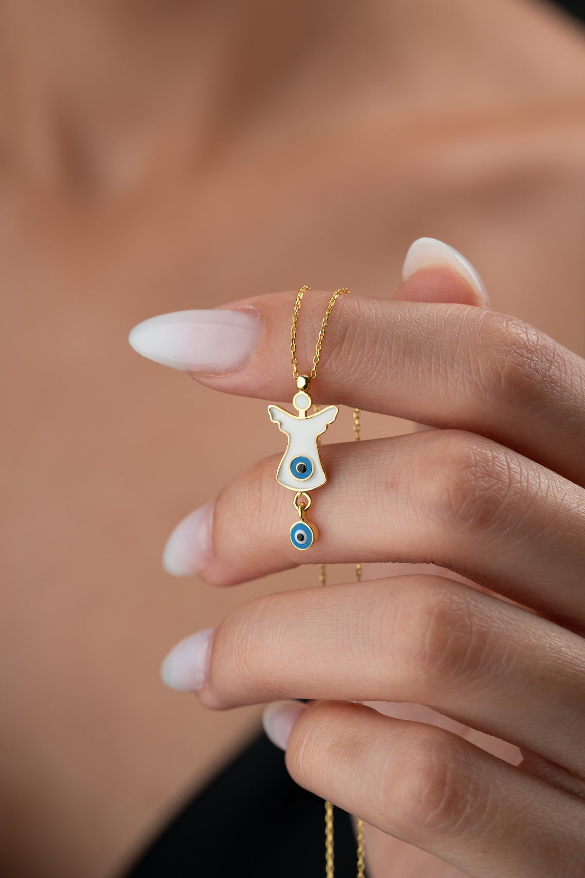 Guardian Angel Evil Eye Necklace