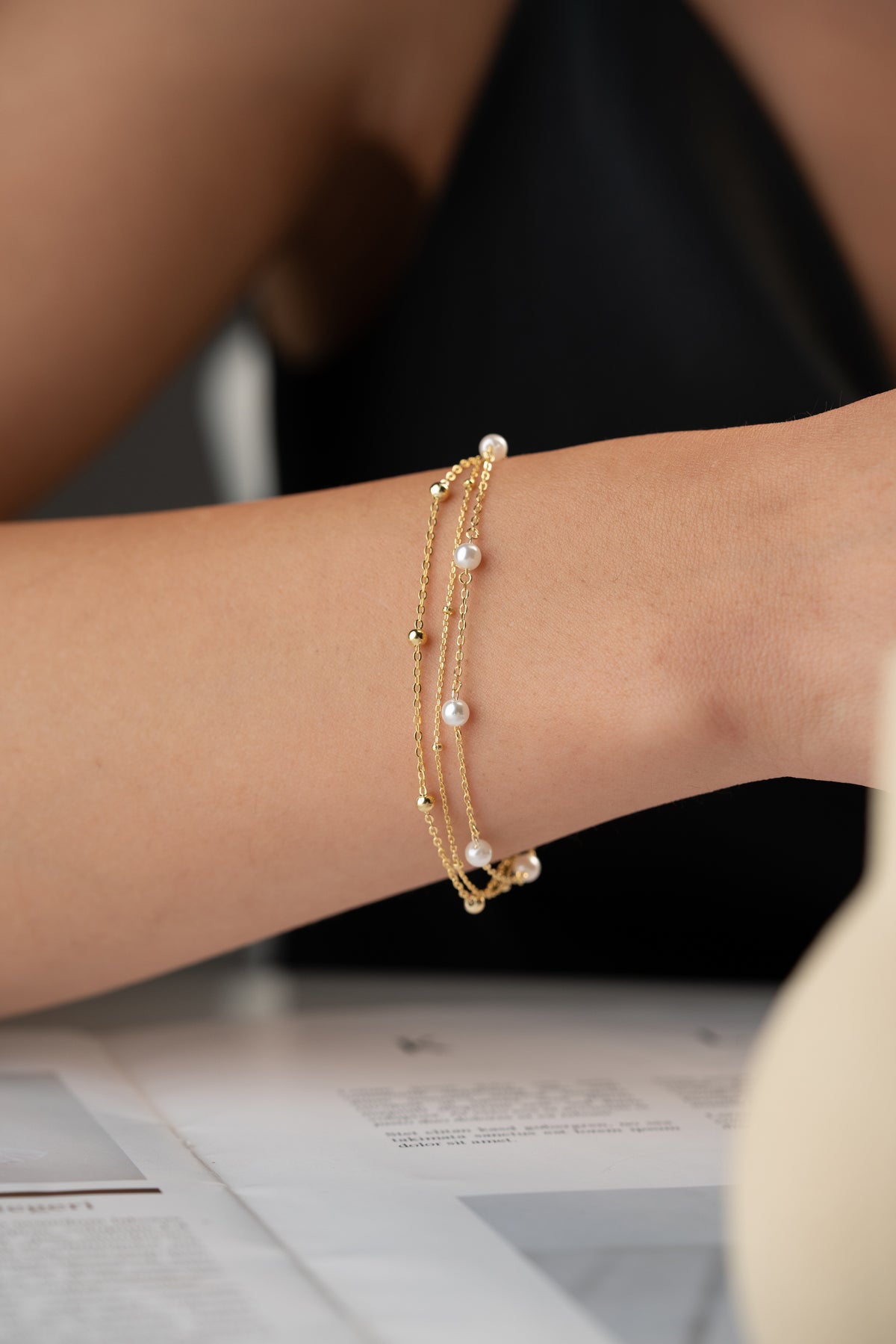Pearl Trio Chain Bracelet