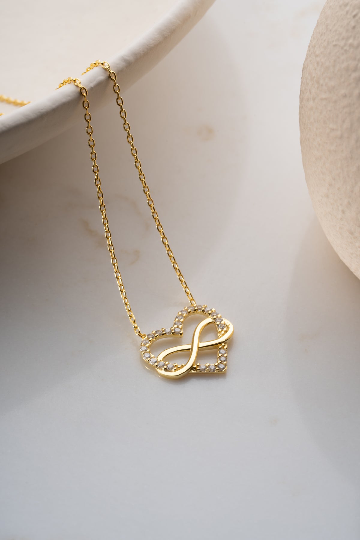 Pave Infinity Heart Necklace in Gold