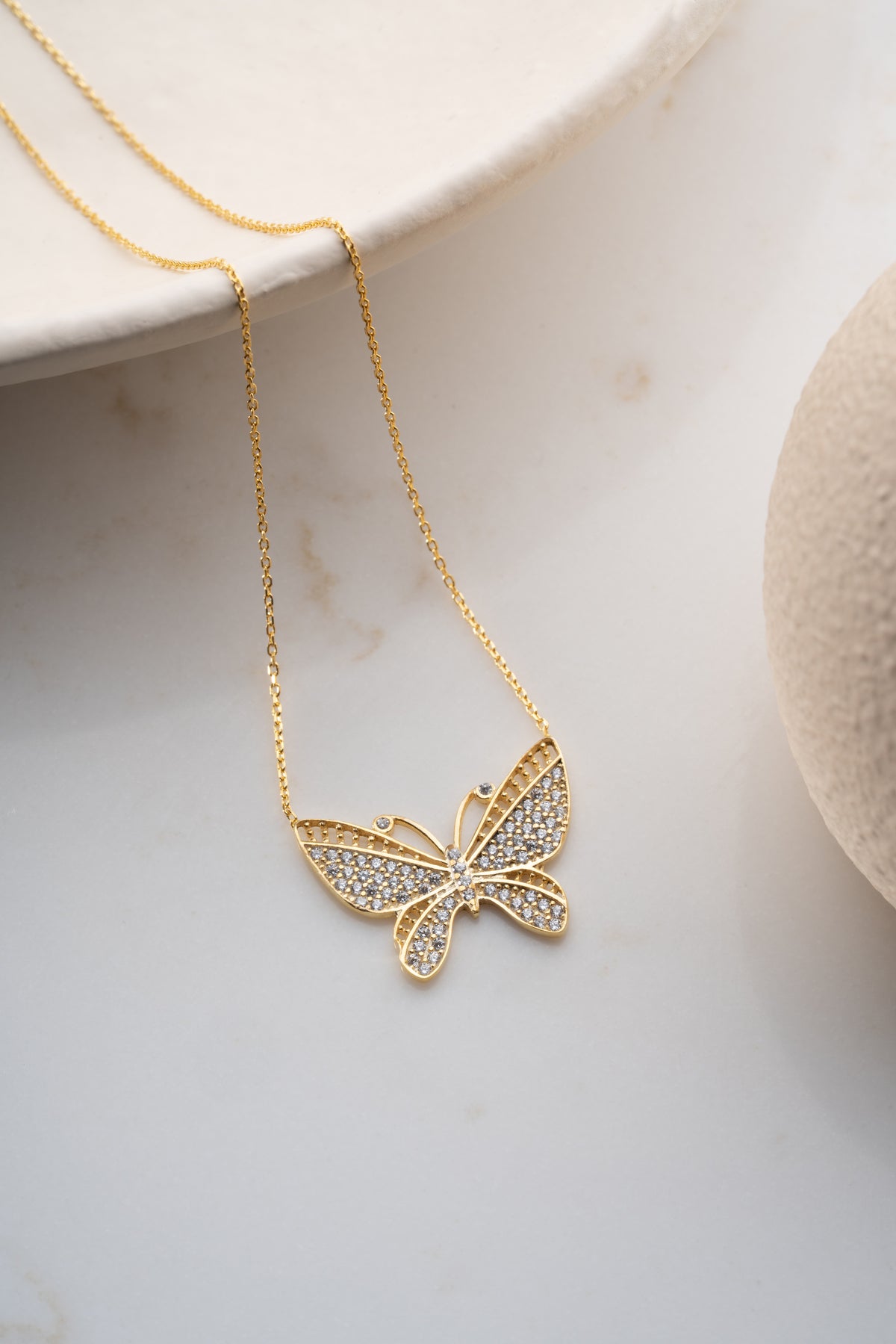 Pave Crystal Butterfly Pendant Necklace