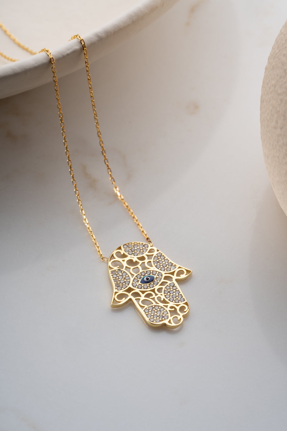 Hamsa Evil Eye Filigree Necklace
