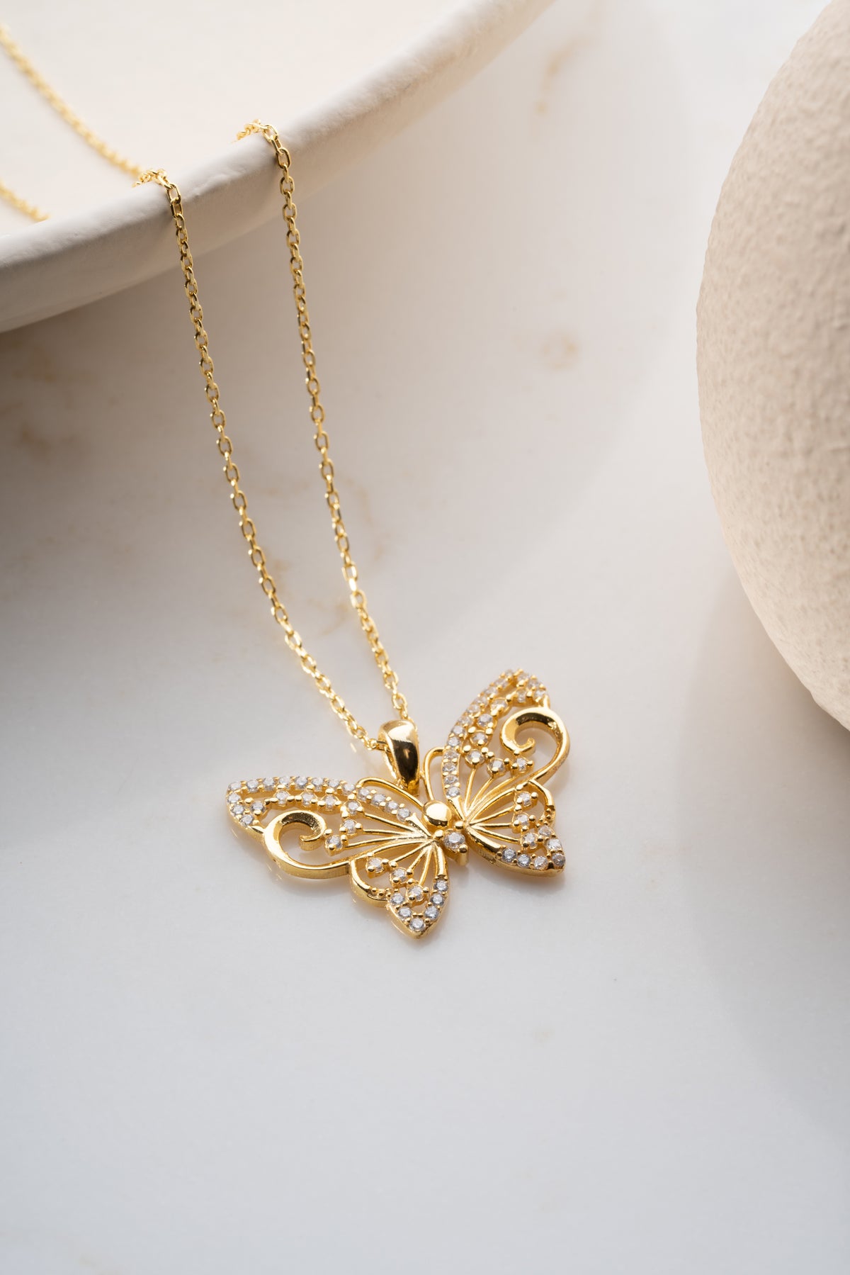 Crystal Butterfly Pendant Necklace