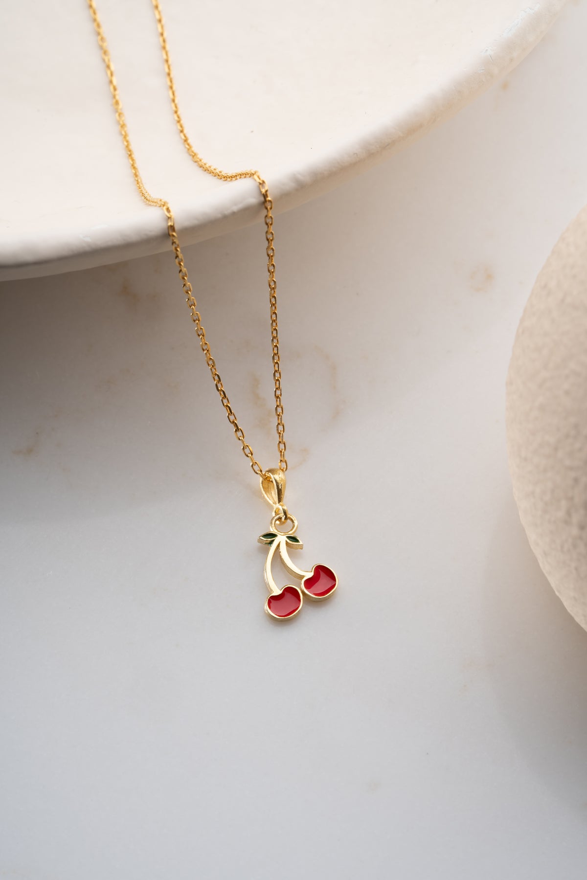 Red Cherry Charm Pendant Necklace